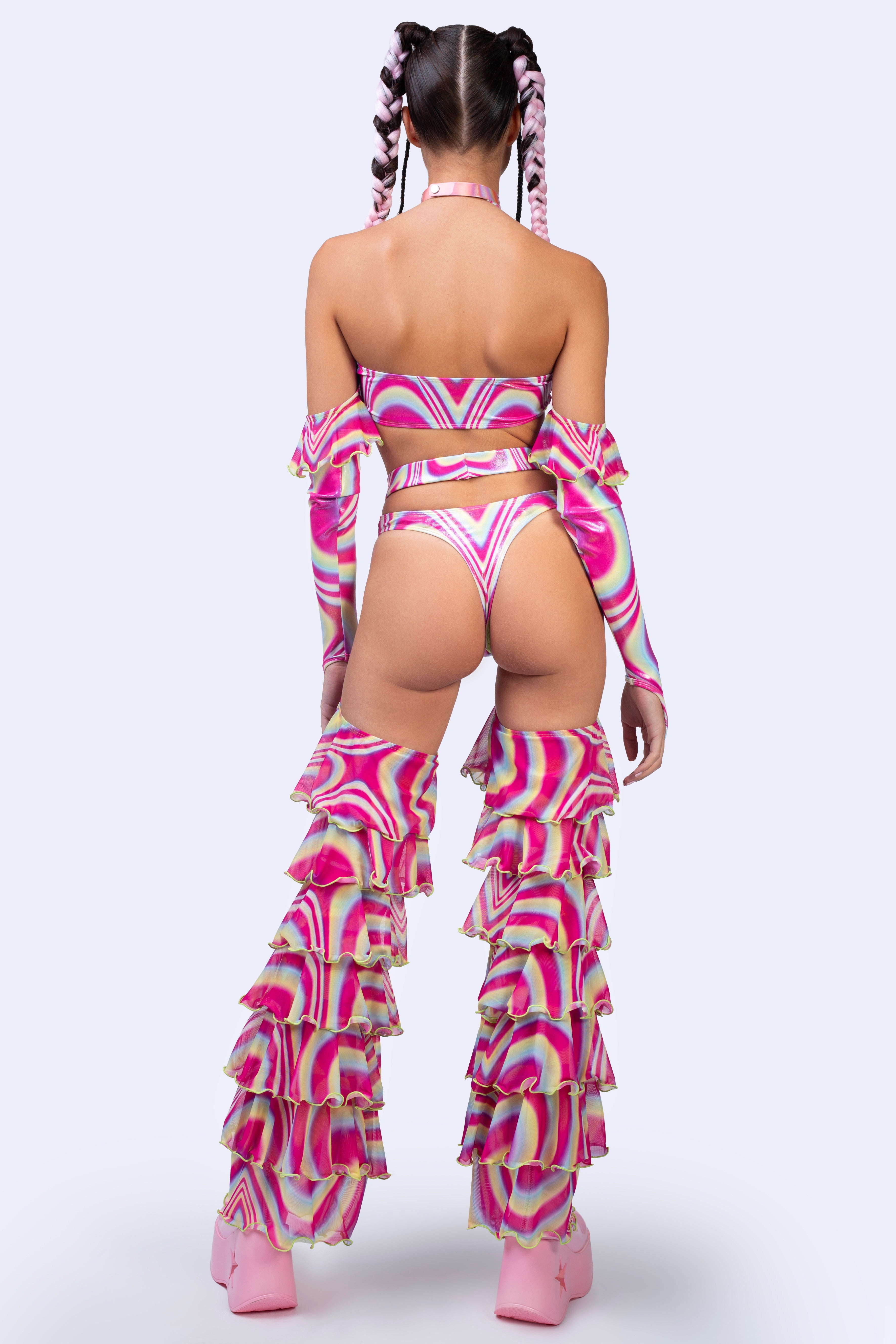 Spiral Tease Bandeau Ruffle Top