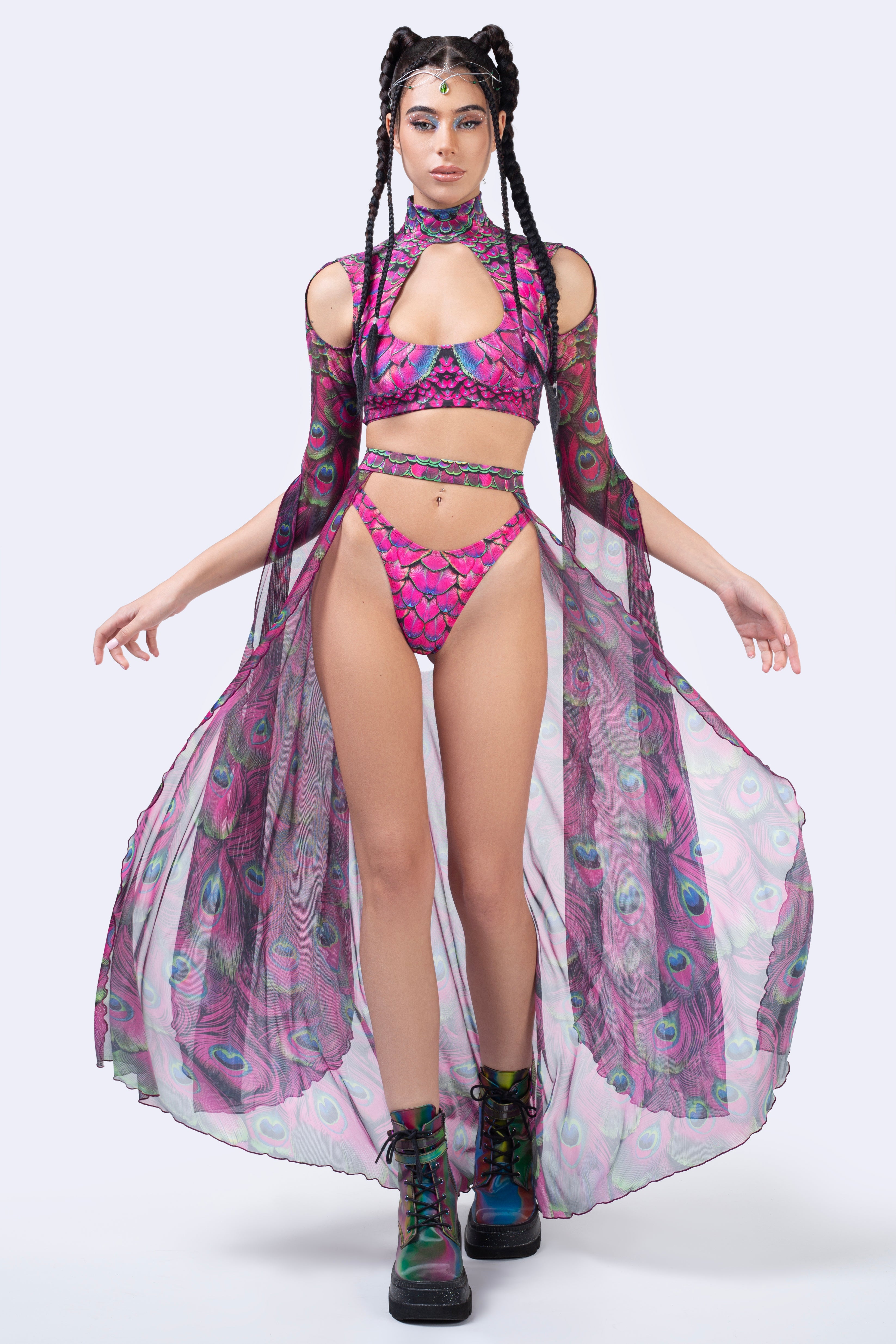 Mystic Peacock Magenta Maxi Sleeve Top