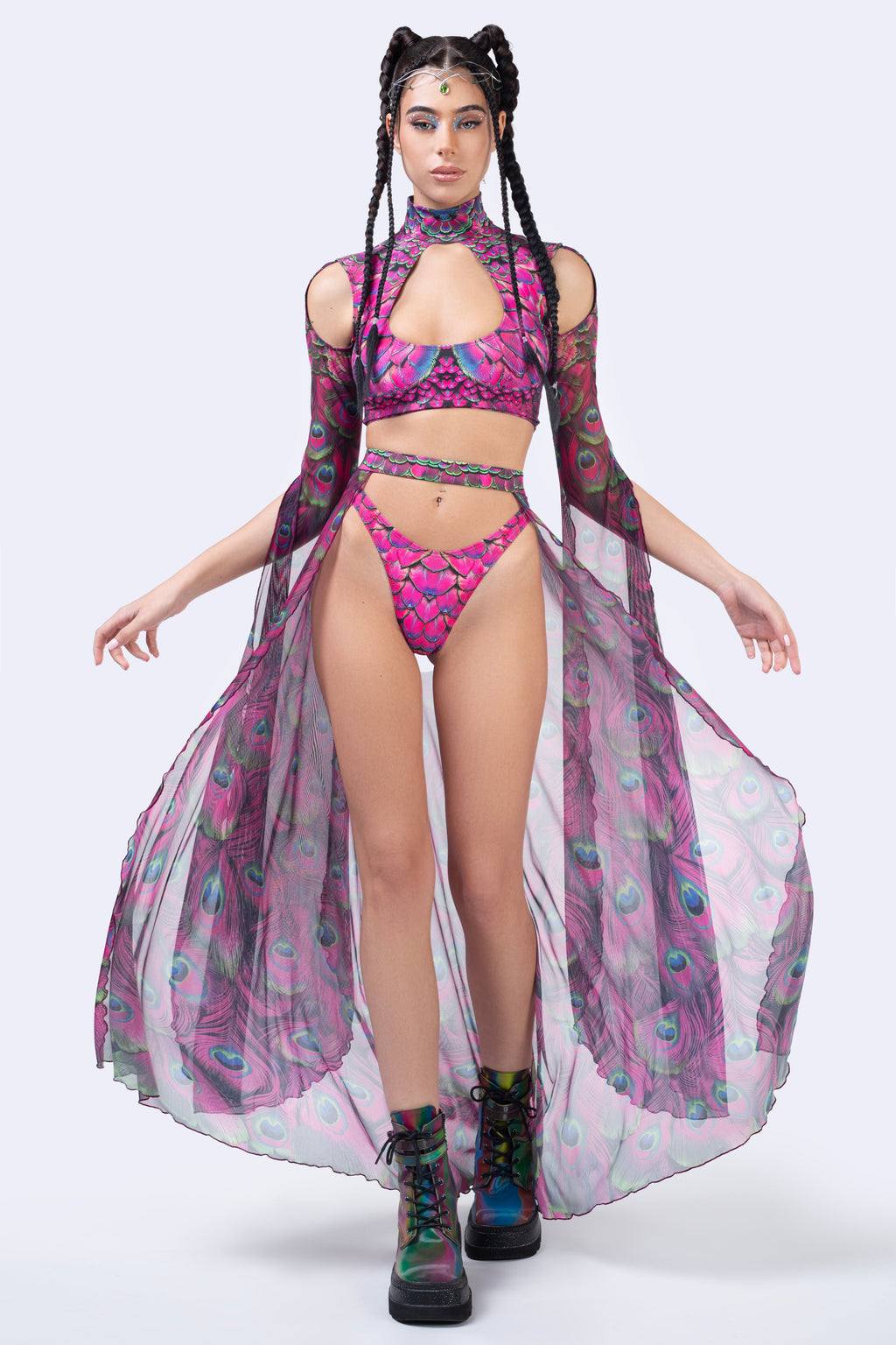 Mystic Peacock Magenta Open-Front Skirt