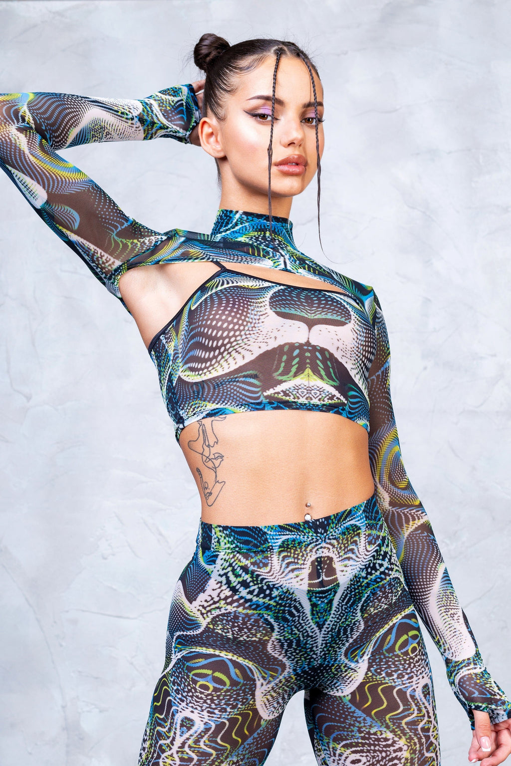 Vapor Trance Mesh 2 Piece Shrug Set