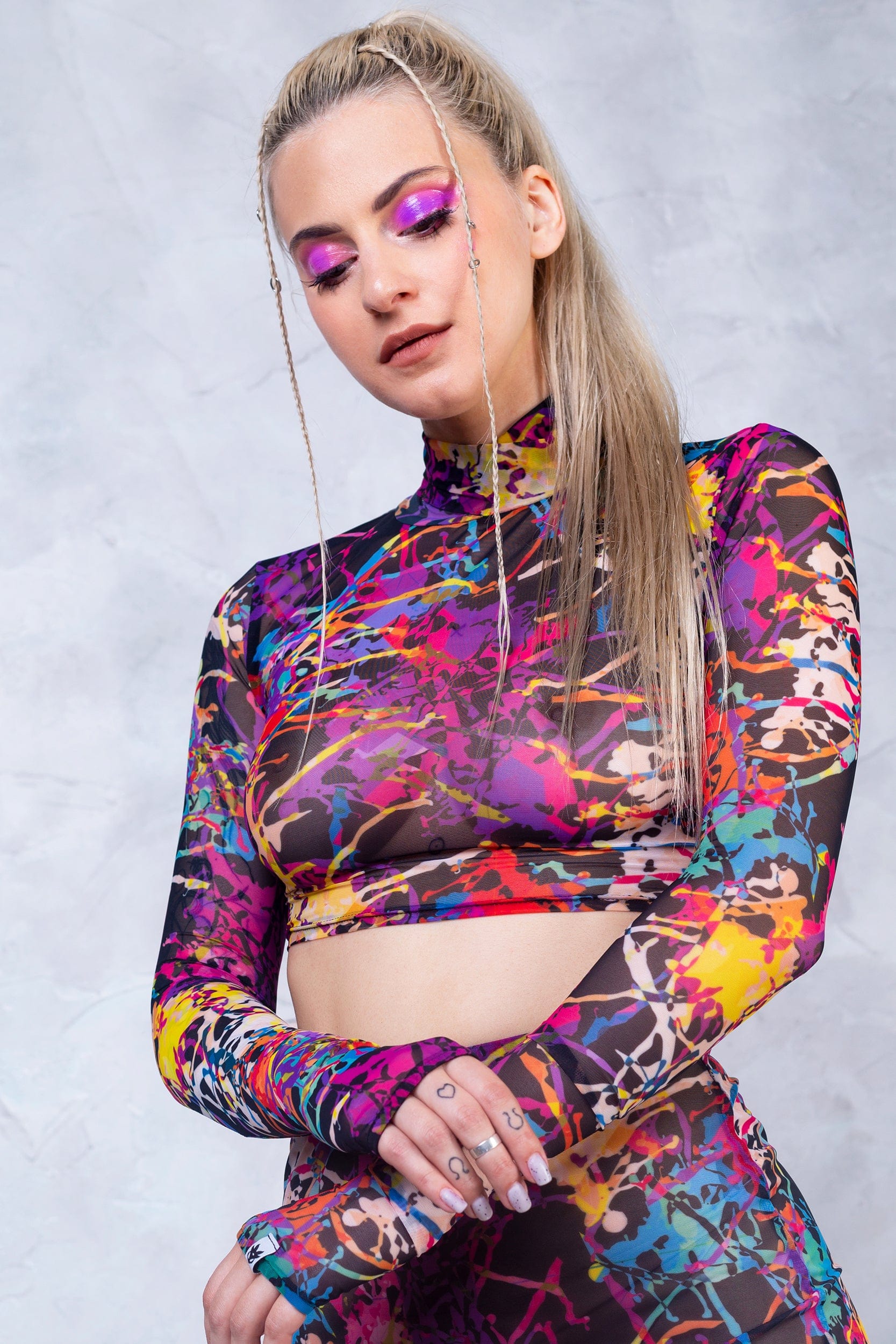 Splatter Mesh Rave Skirt Set
