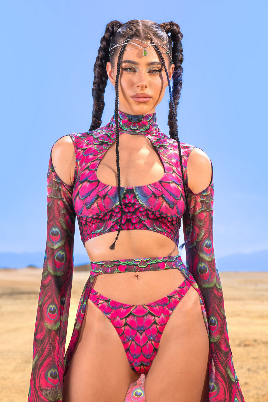 Mystic Peacock Magenta Maxi Sleeve Top