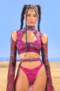 Mystic Peacock Magenta Maxi Sleeve Top