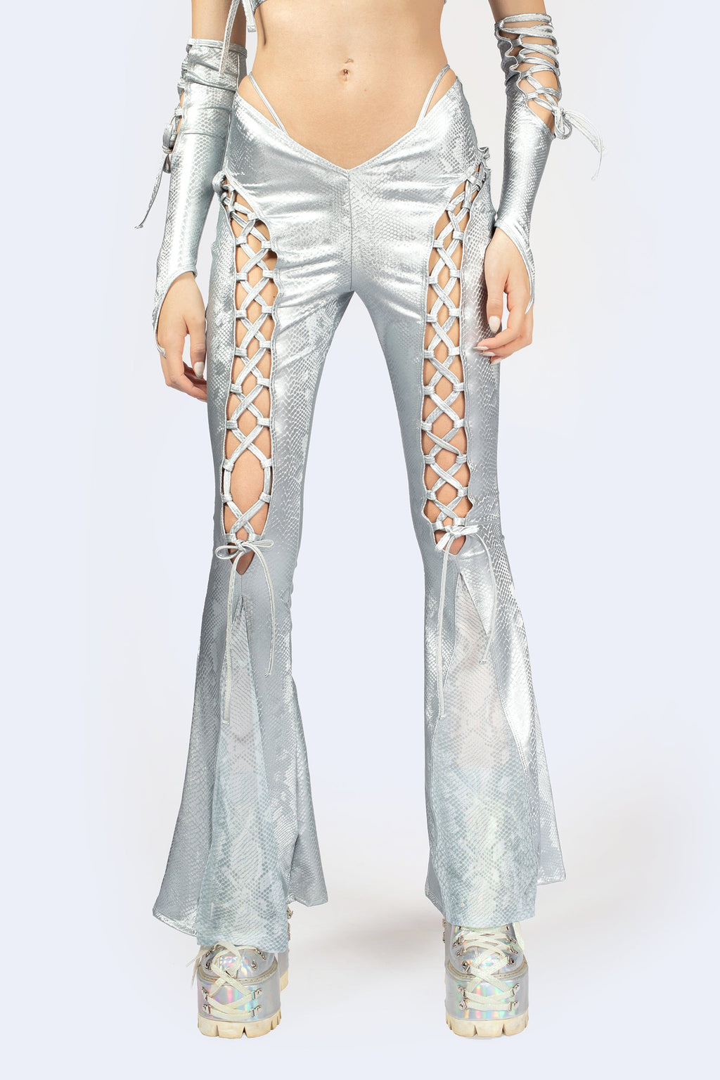 Hard To Get Lace Up Flared Pants