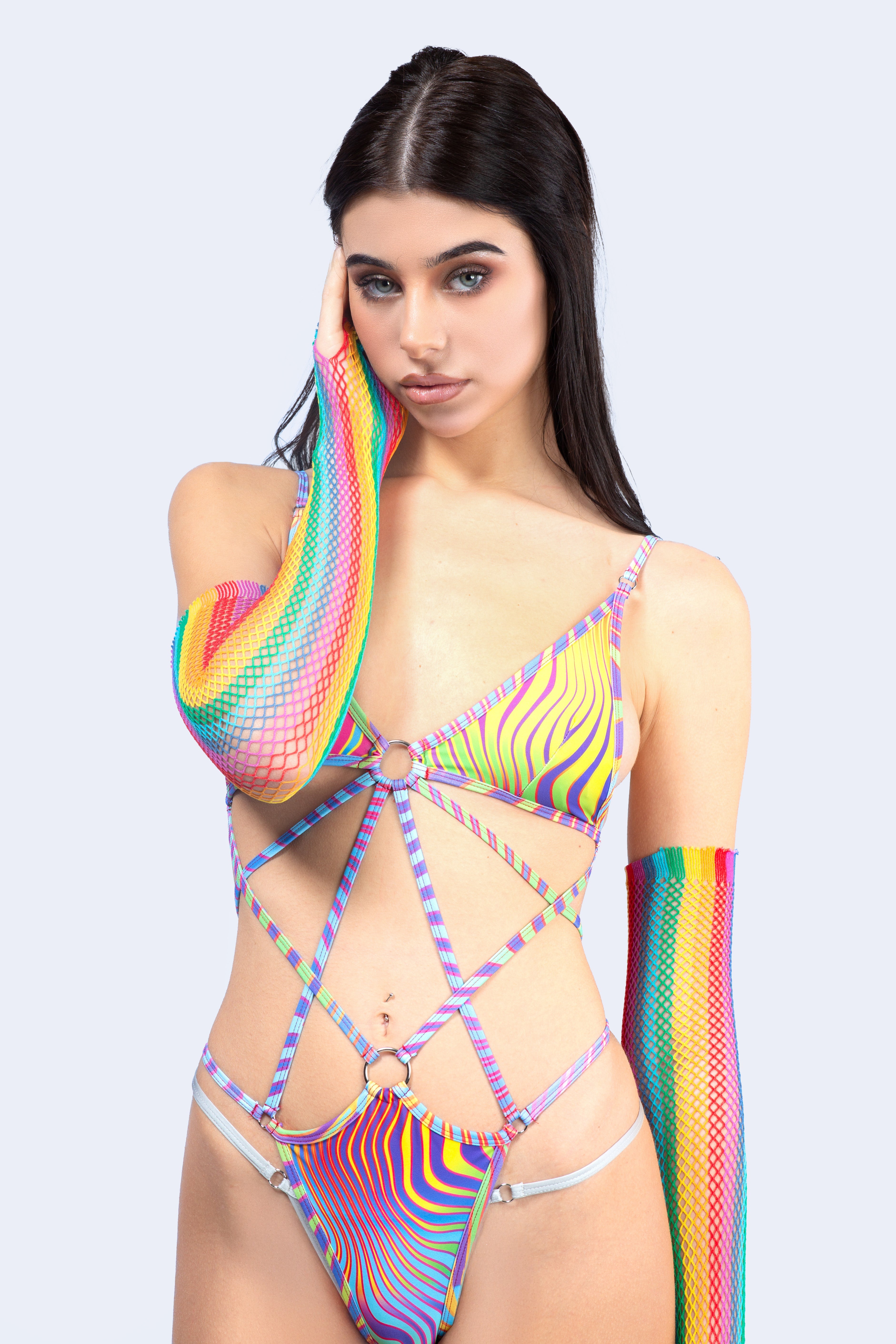 Over The Rainbow Fishnet Gloves