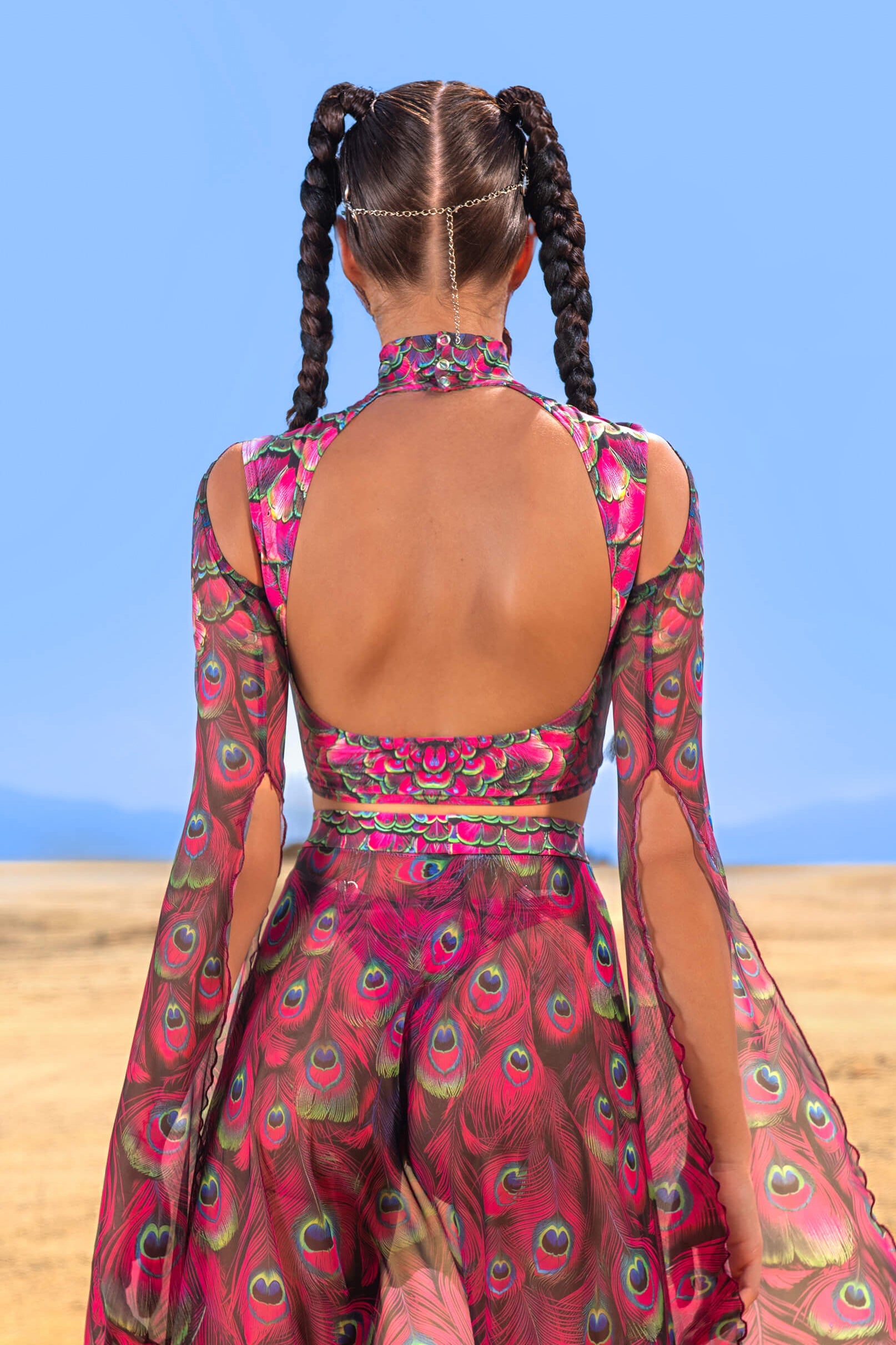 Mystic Peacock Magenta Maxi Sleeve Top