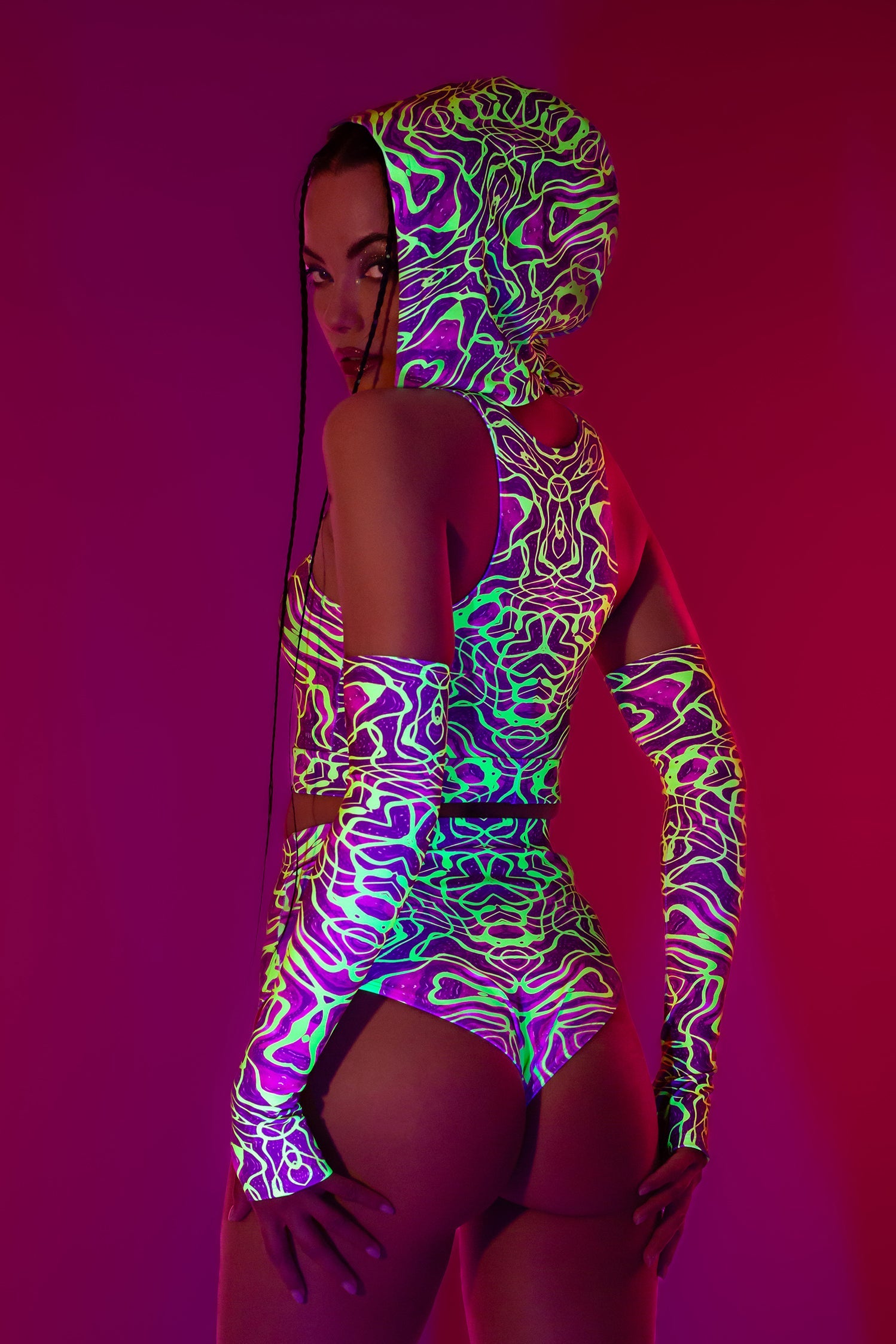 Neon Wavejumper Long Belt Hooded Top