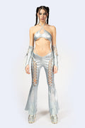 Hard To Get Lace Up Halter Top and Pants Set