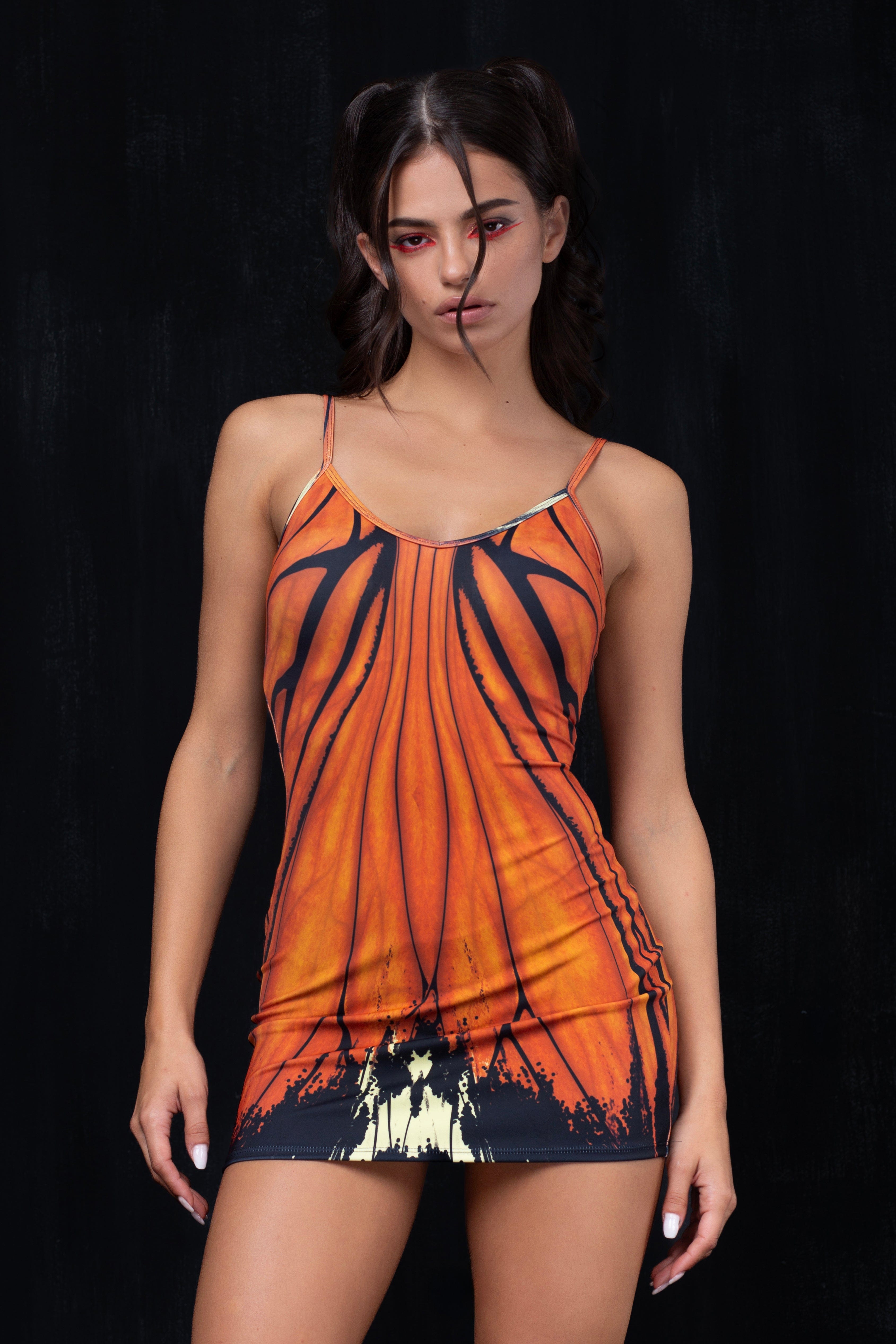 Flameburst V-Neck Dress