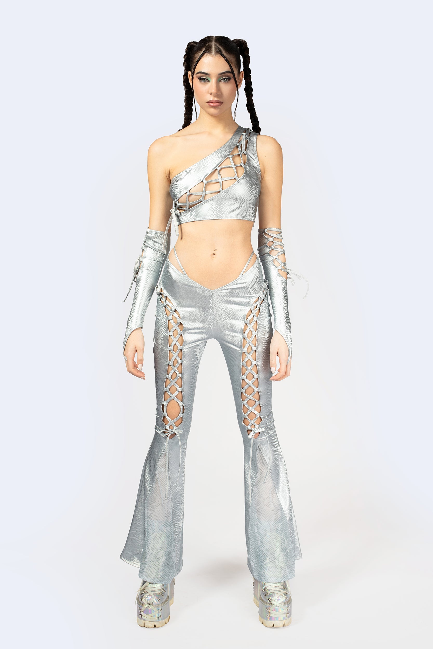 Hard To Get Lace Up Flared Pants