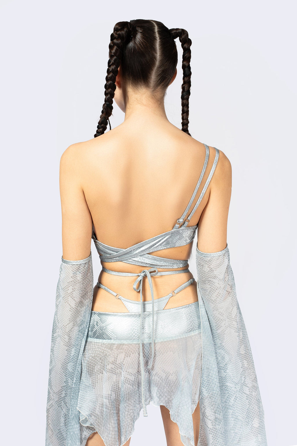 Hard To Get Lace Up Asymmetric Skirt Set