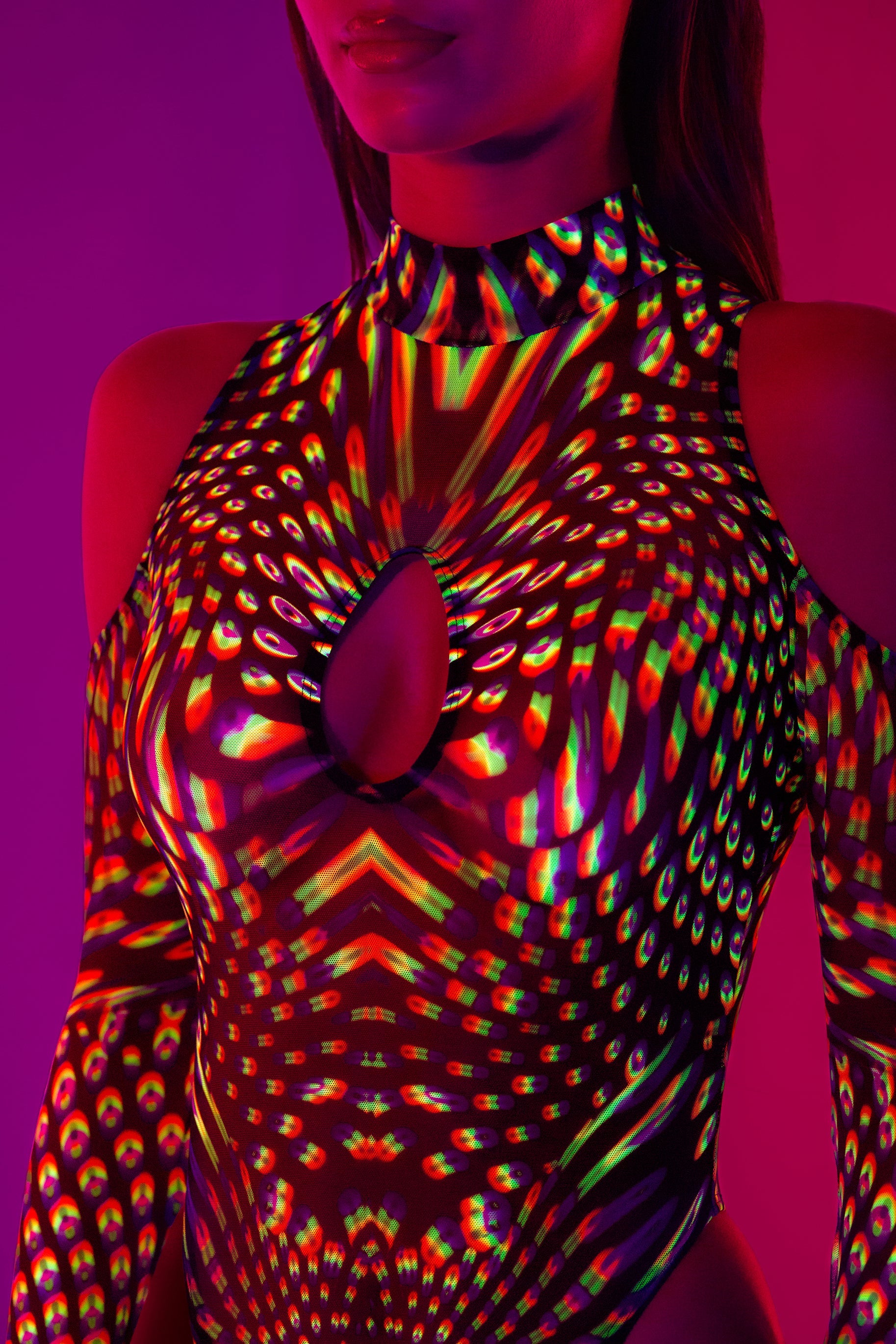 Neon Pulsar Flared Sleeve Bodysuit