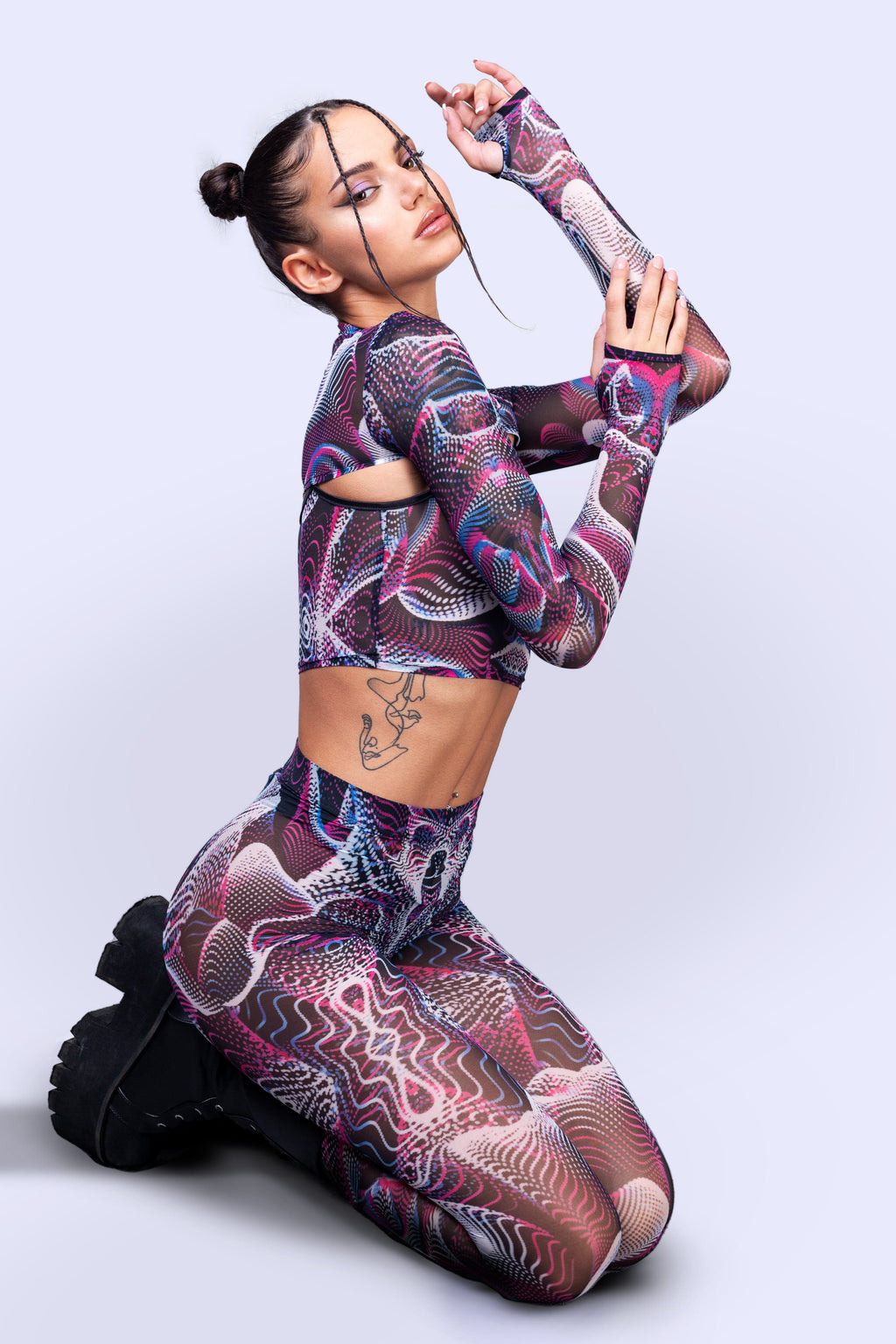 Vapor Trance Magenta Mesh 2 Piece Shrug Set
