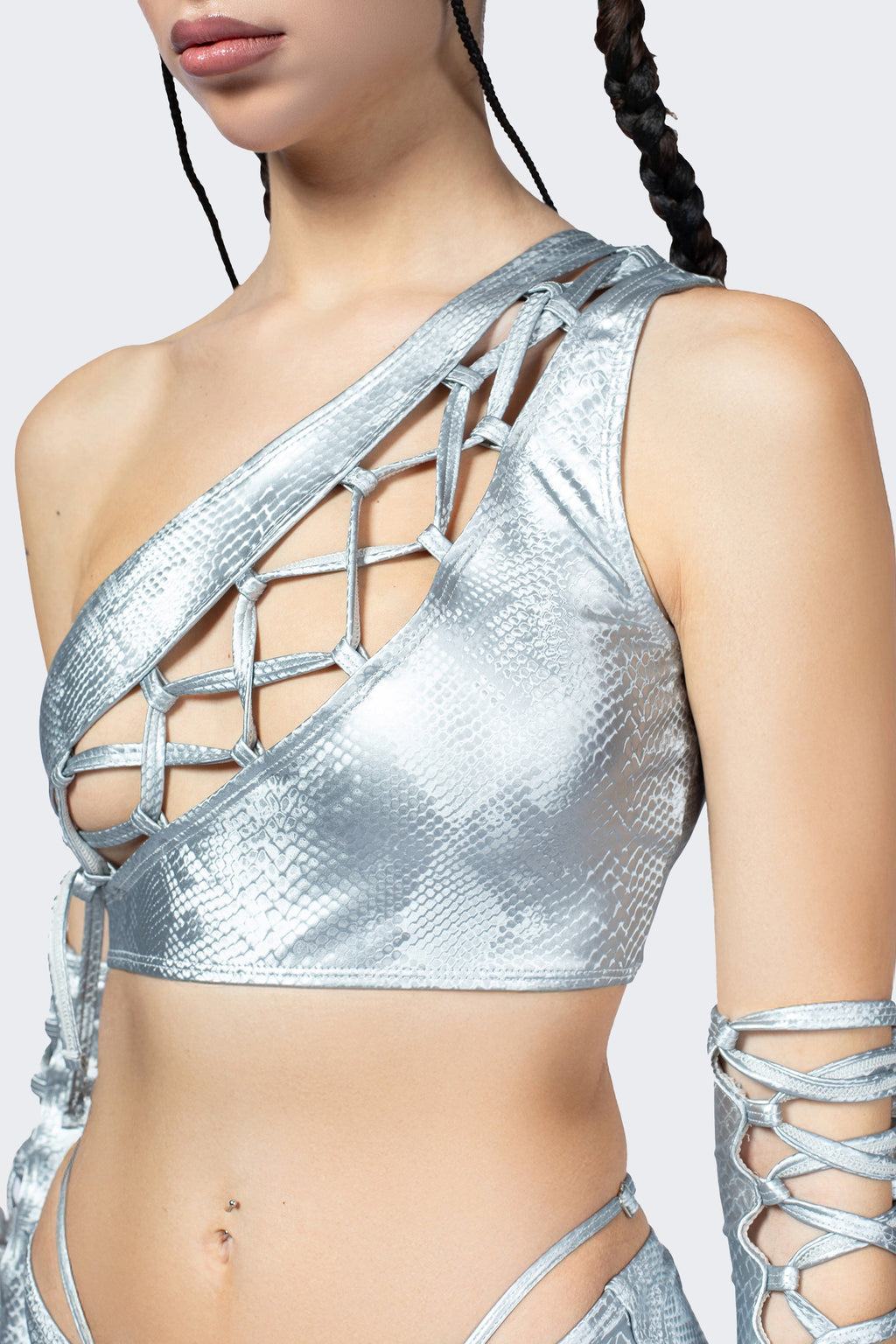 Hard To Get Lace Up One Shoulder Top