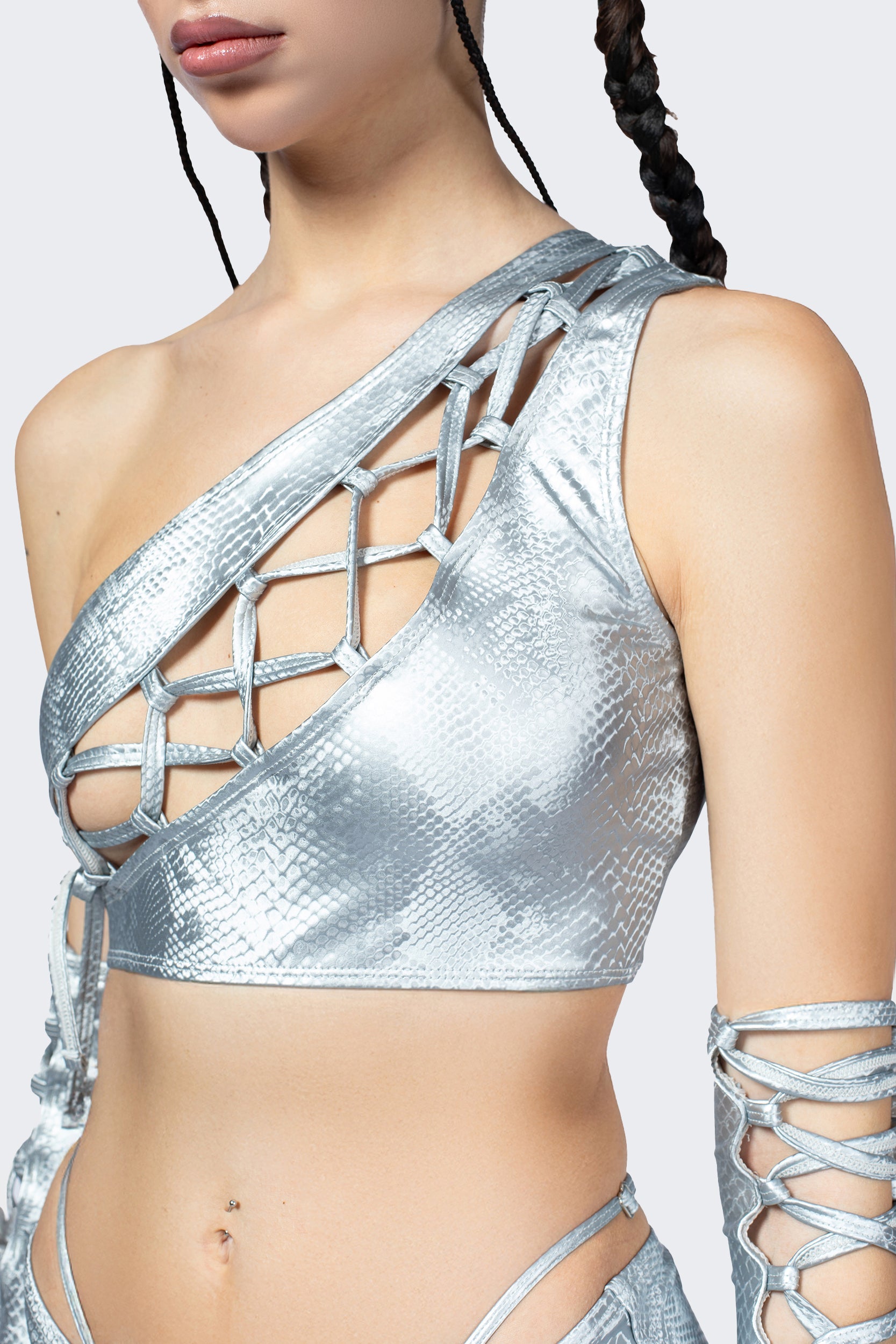 Hard To Get Lace Up One Shoulder Top