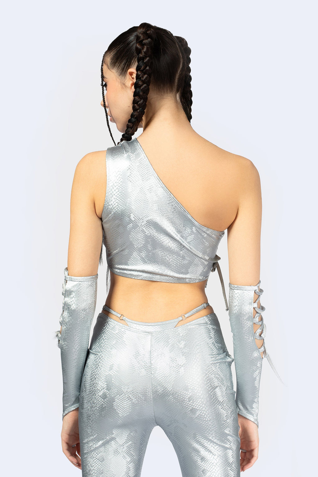 Hard To Get Lace Up One Shoulder Top and Pants Set