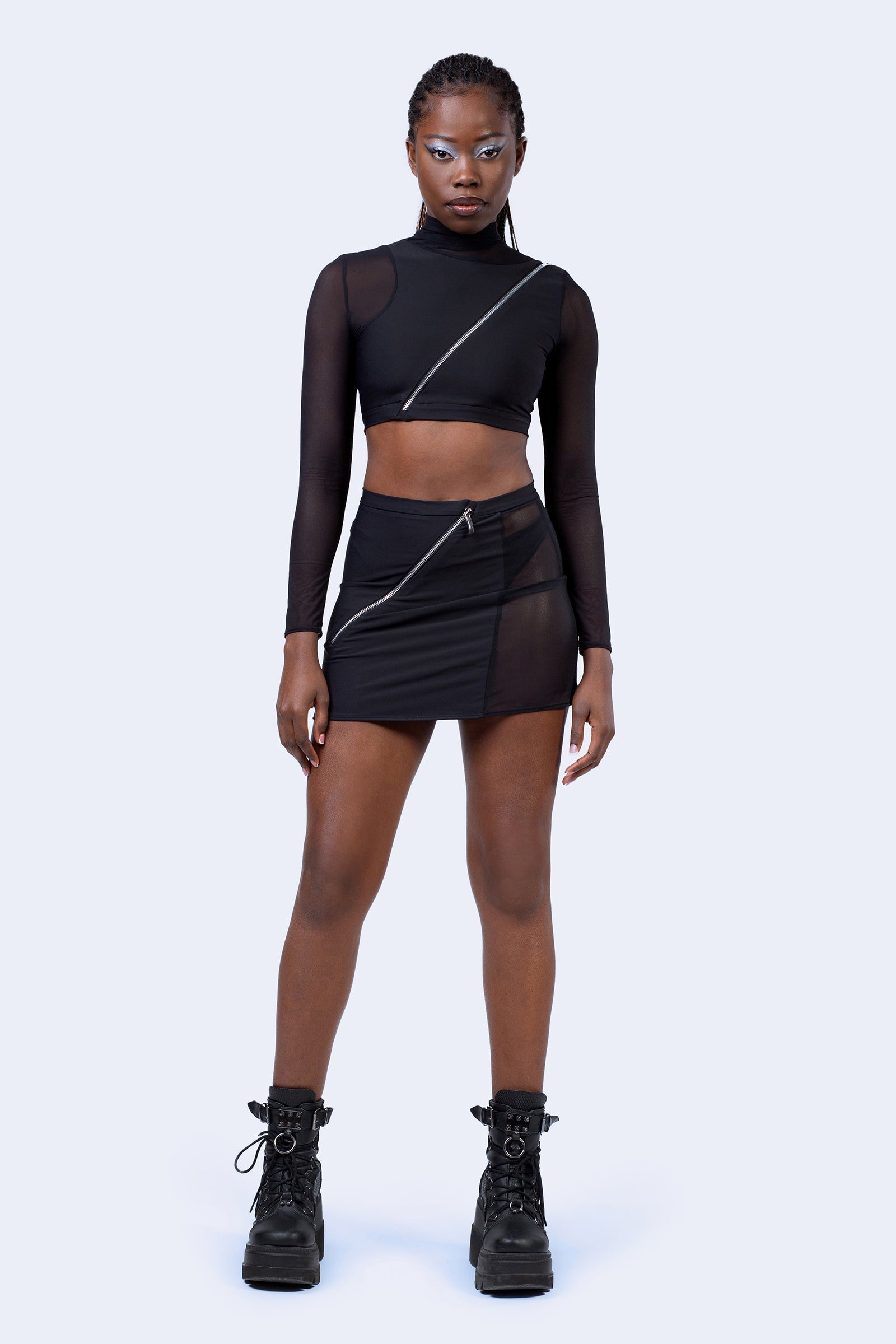 Moxie Zipper Paneled Skirt