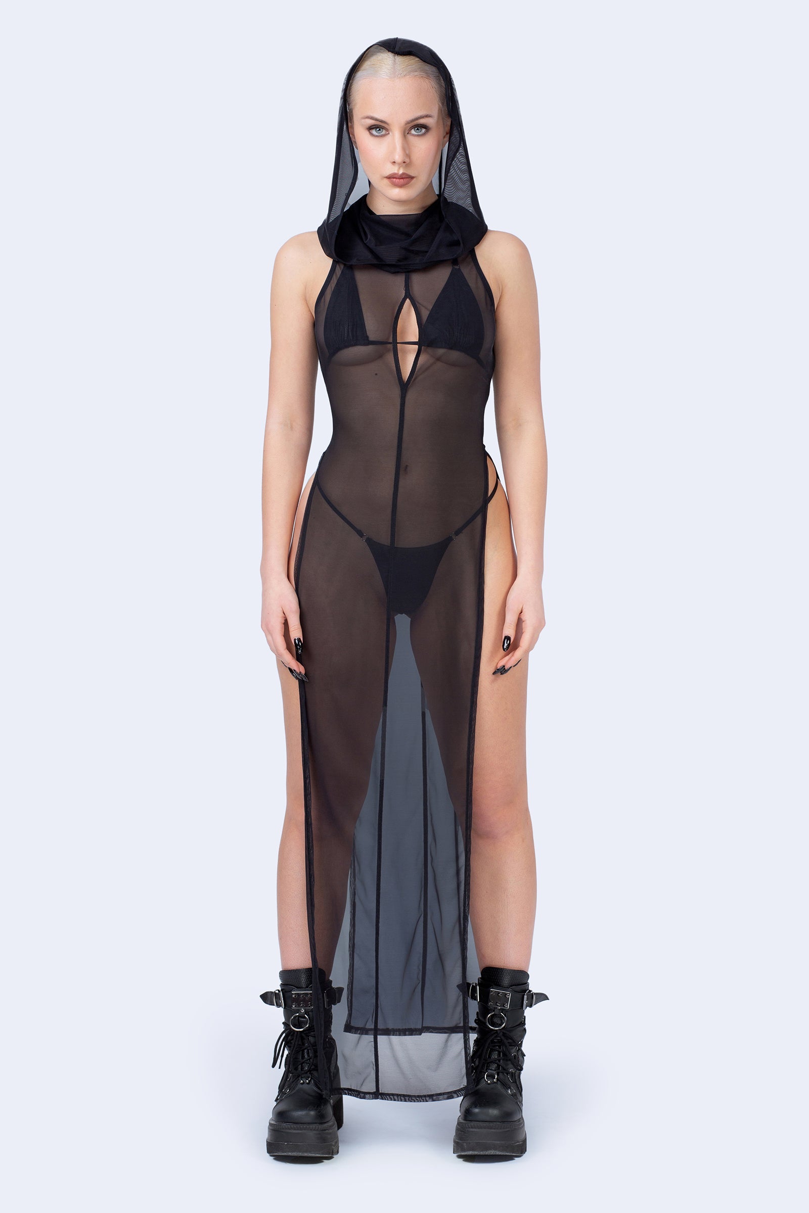 Sandstorm Hooded High Slit Dress