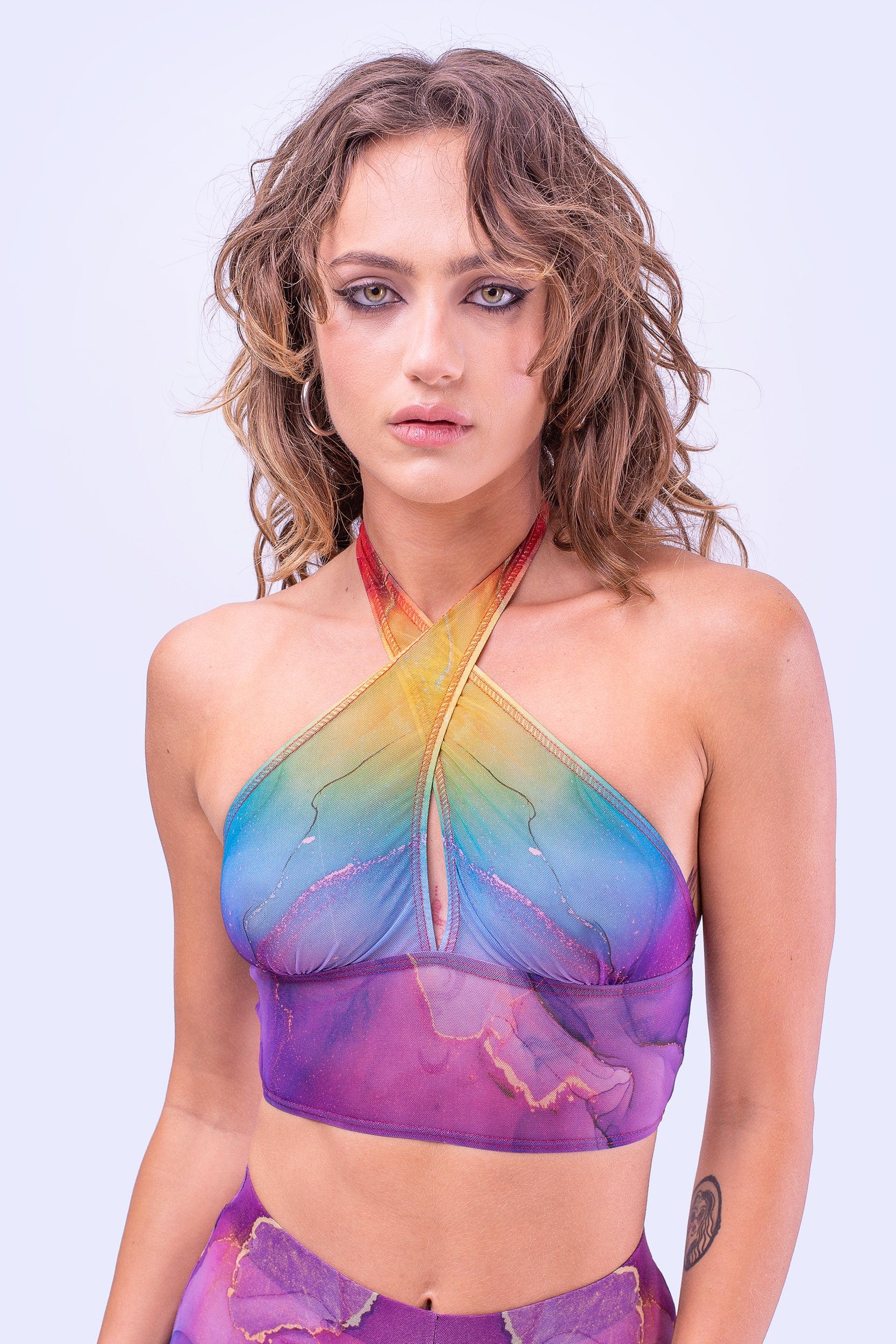 Rainbow Marble Bell Bottom And Sleeve Crossed Set