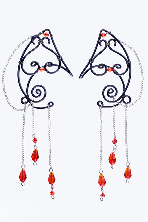 Blood Drop Chain Ear Cuffs