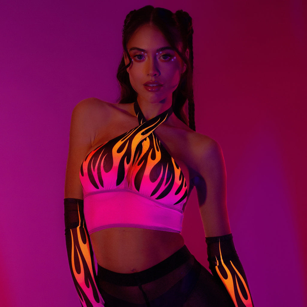 Firestarter Magenta Criss Cross Top and Bell Bottom Pants