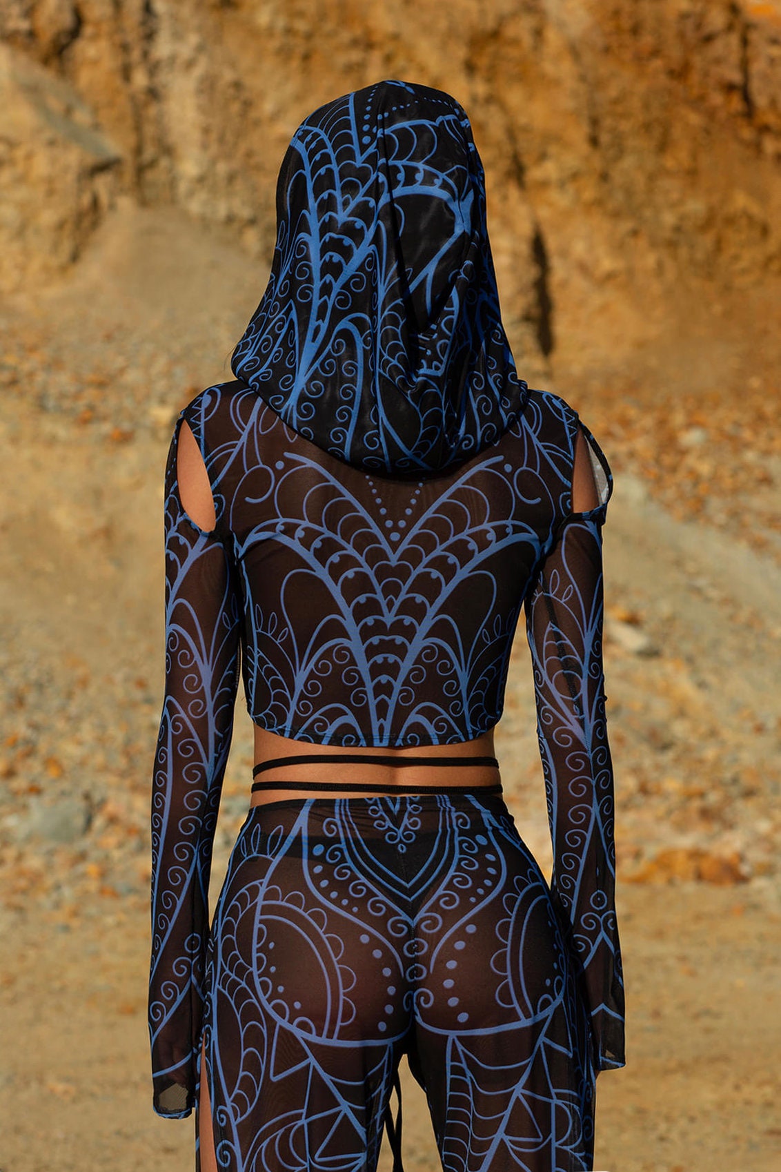 Blue Occult Hooded Mesh Set