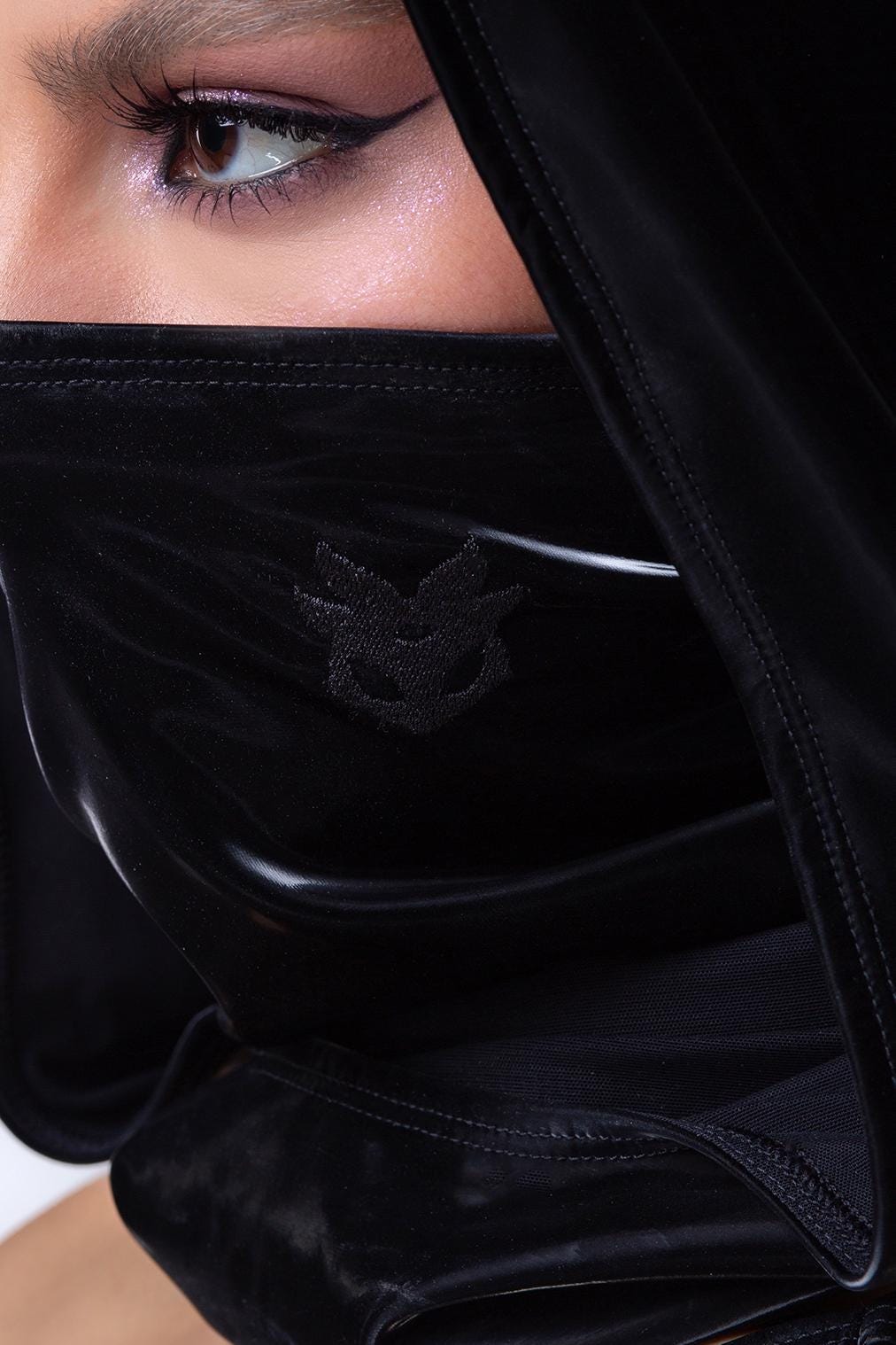 Starved For Glamour Embroidery Rave Hood with Mask