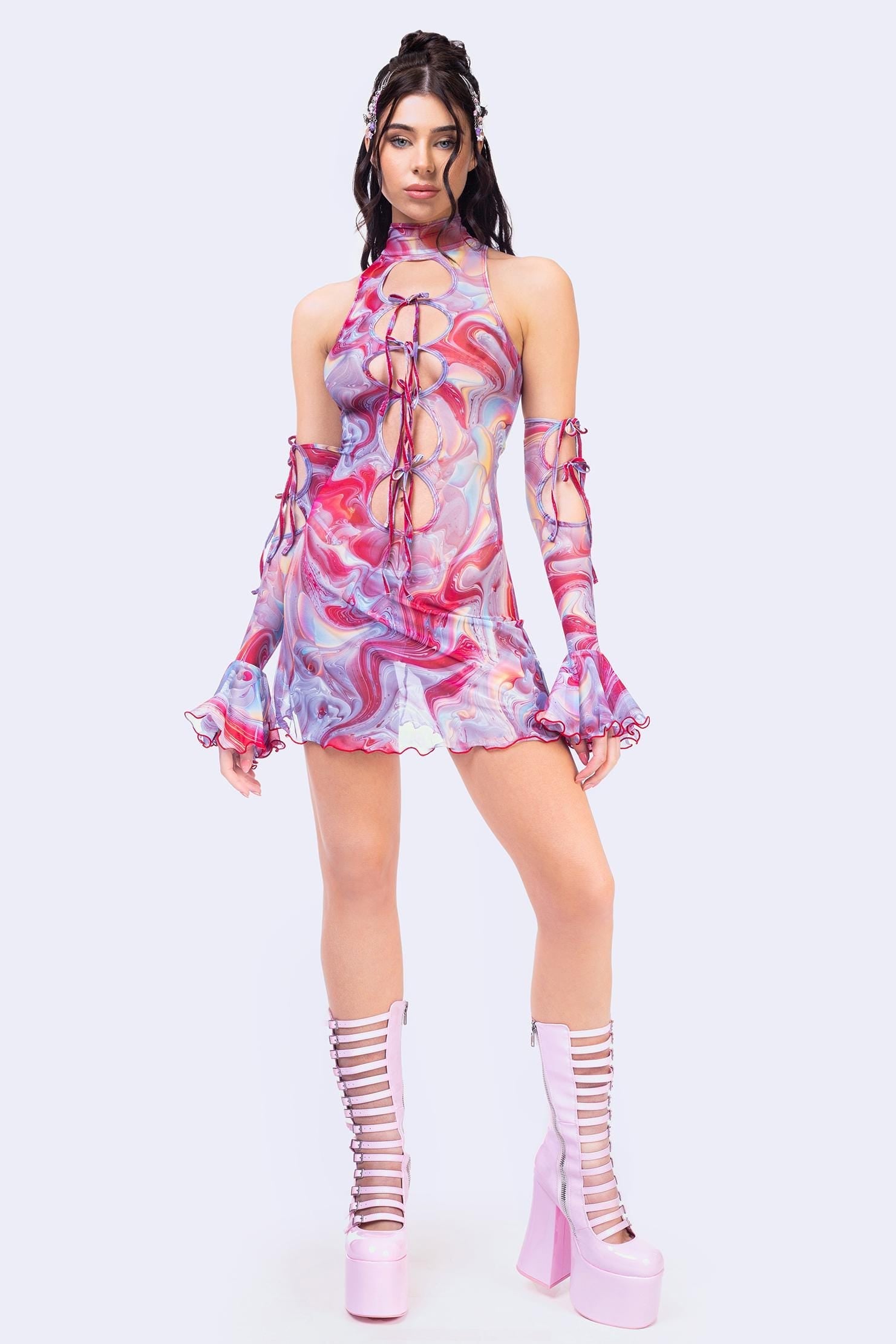 Red Queen Ribbon Mini Dress