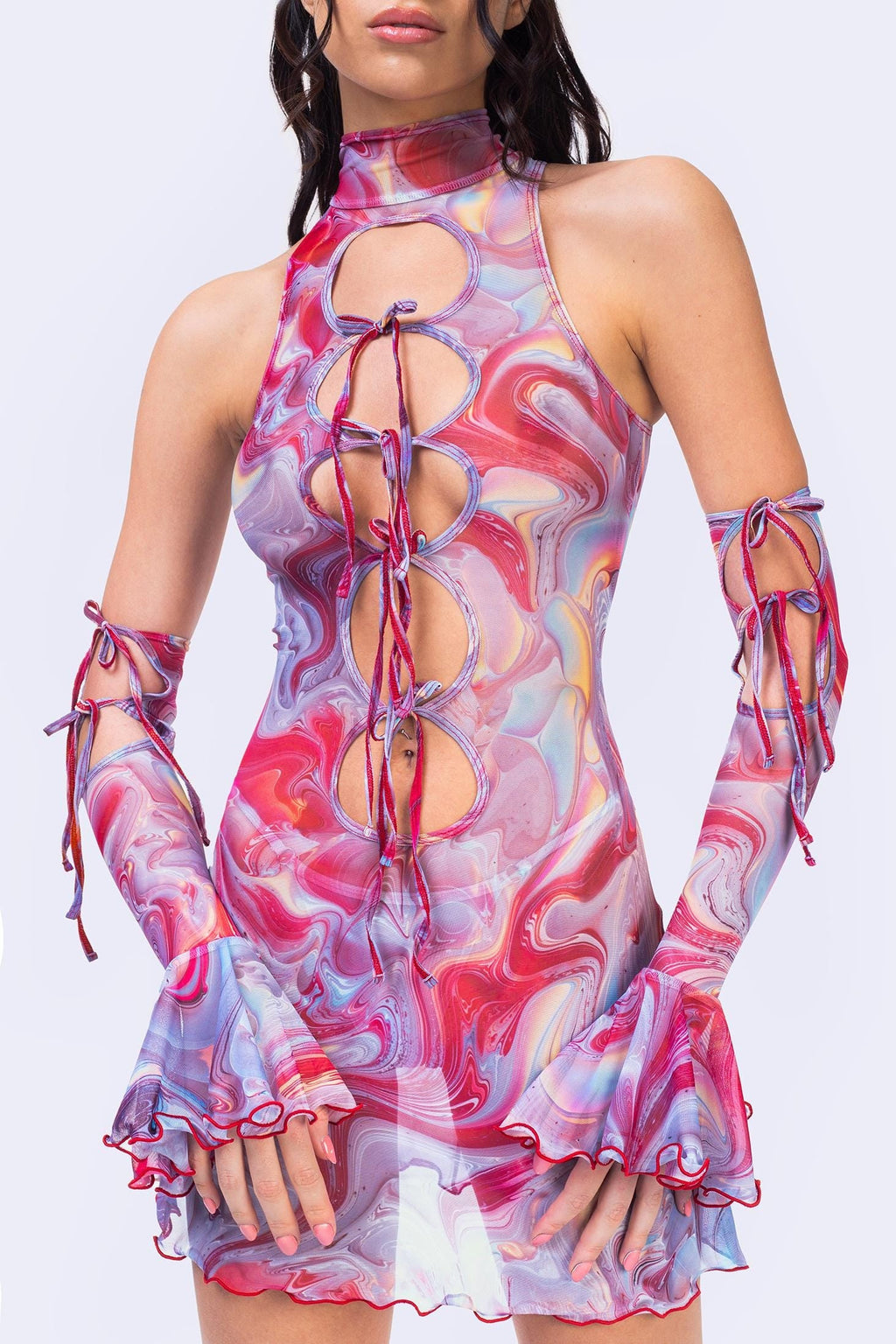 Red Queen Ribbon Mini Dress