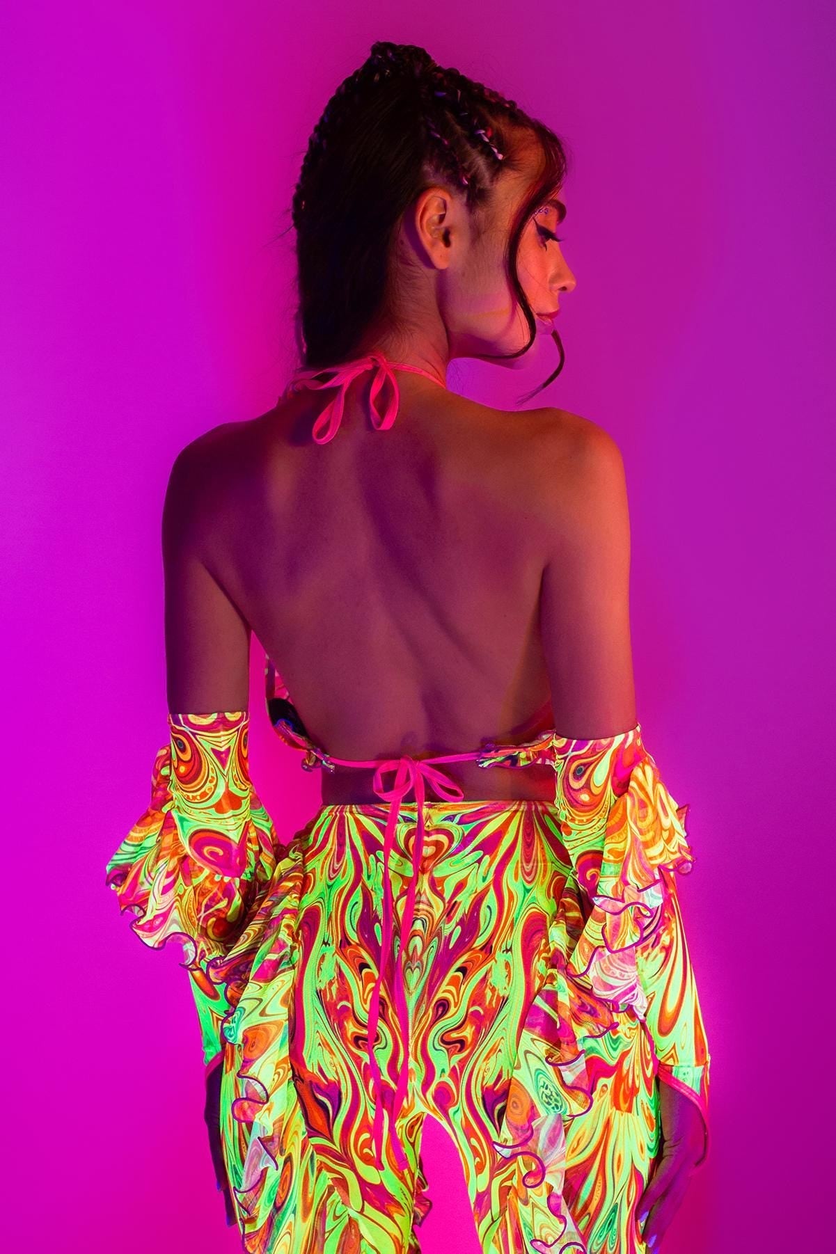 Psychedelic By Nature Halter Ruffled Top