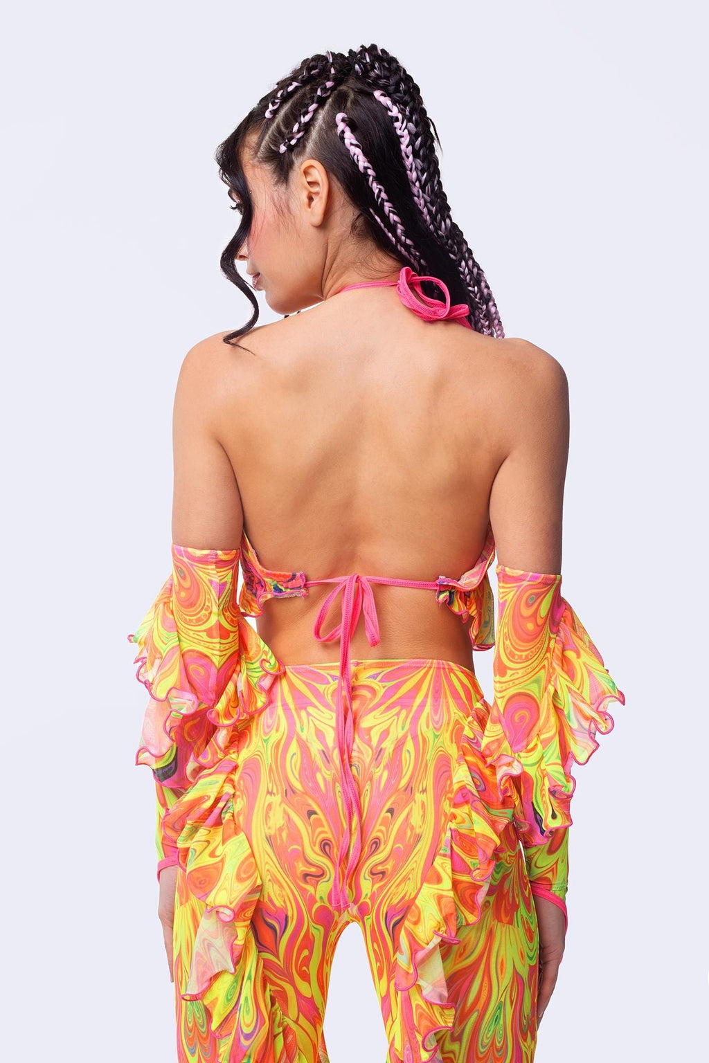 Psychedelic By Nature Halter Ruffled Top