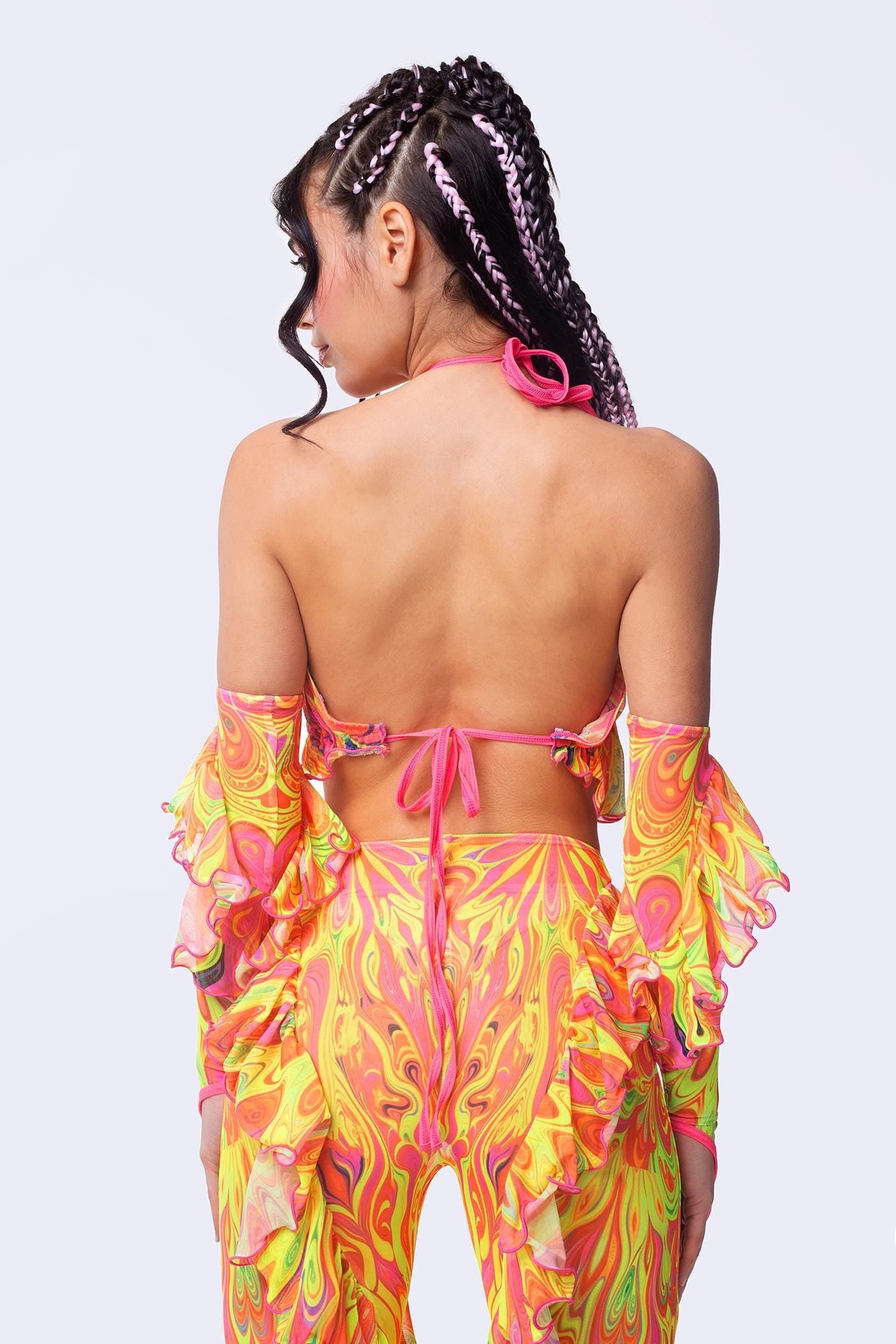 Psychedelic By Nature Halter Ruffled Top