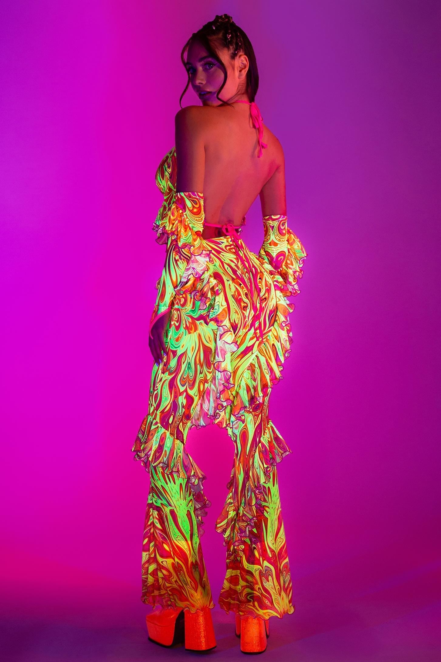 Psychedelic By Nature Halter Ruffled Top