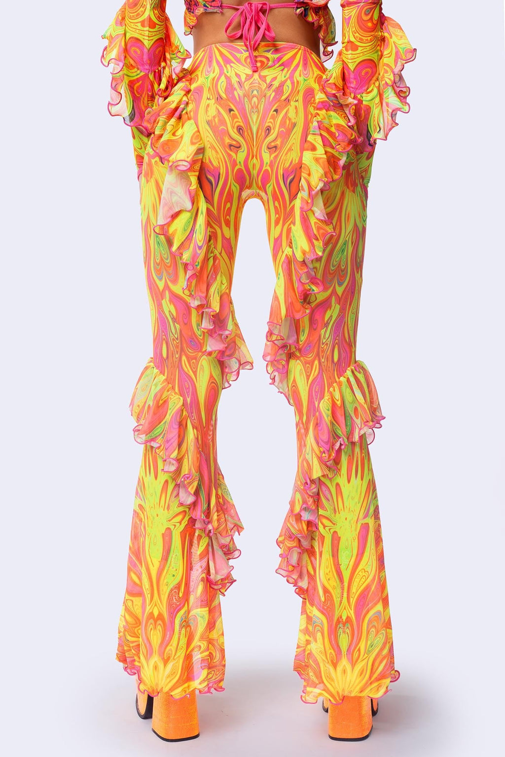 Psychedelic By Nature Ruffled Bell Bottom Pants