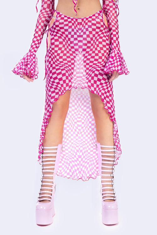 Checked Out Ribbon Midi Skirt