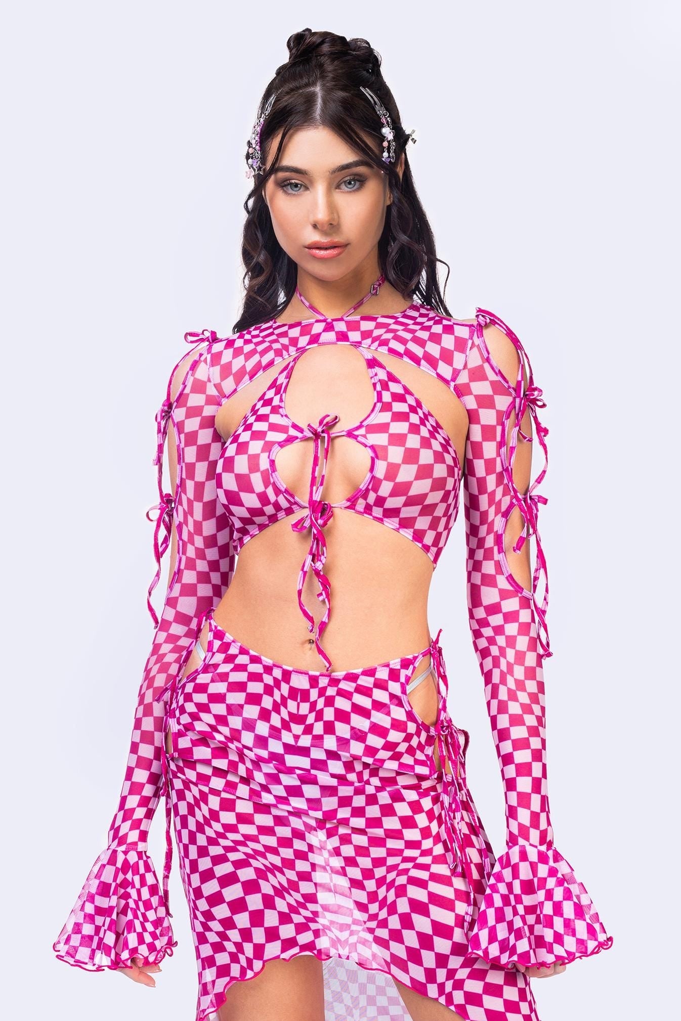 Checked Out Ribbon Skirt Set