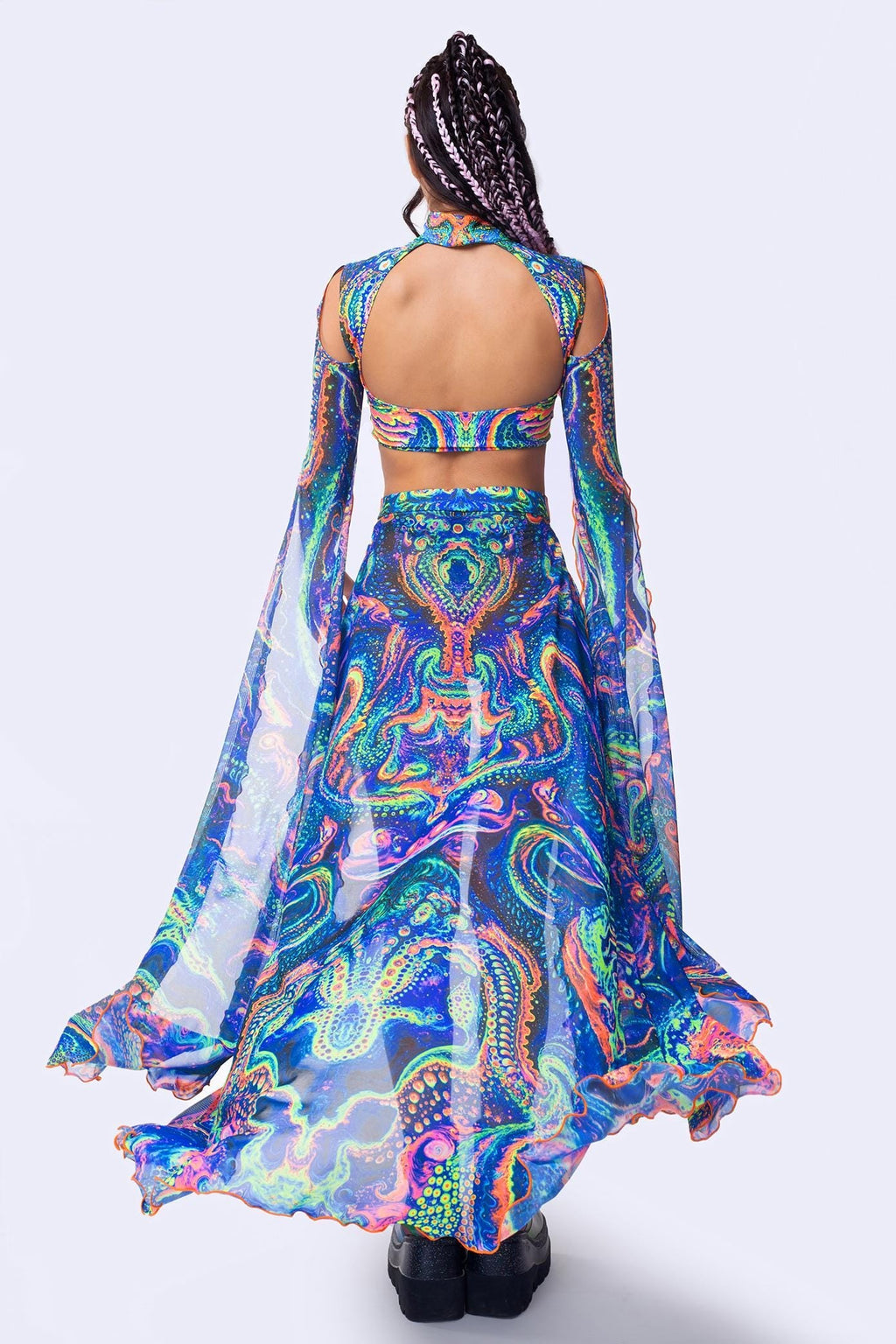 Cosmic Vortex Open-Front Skirt