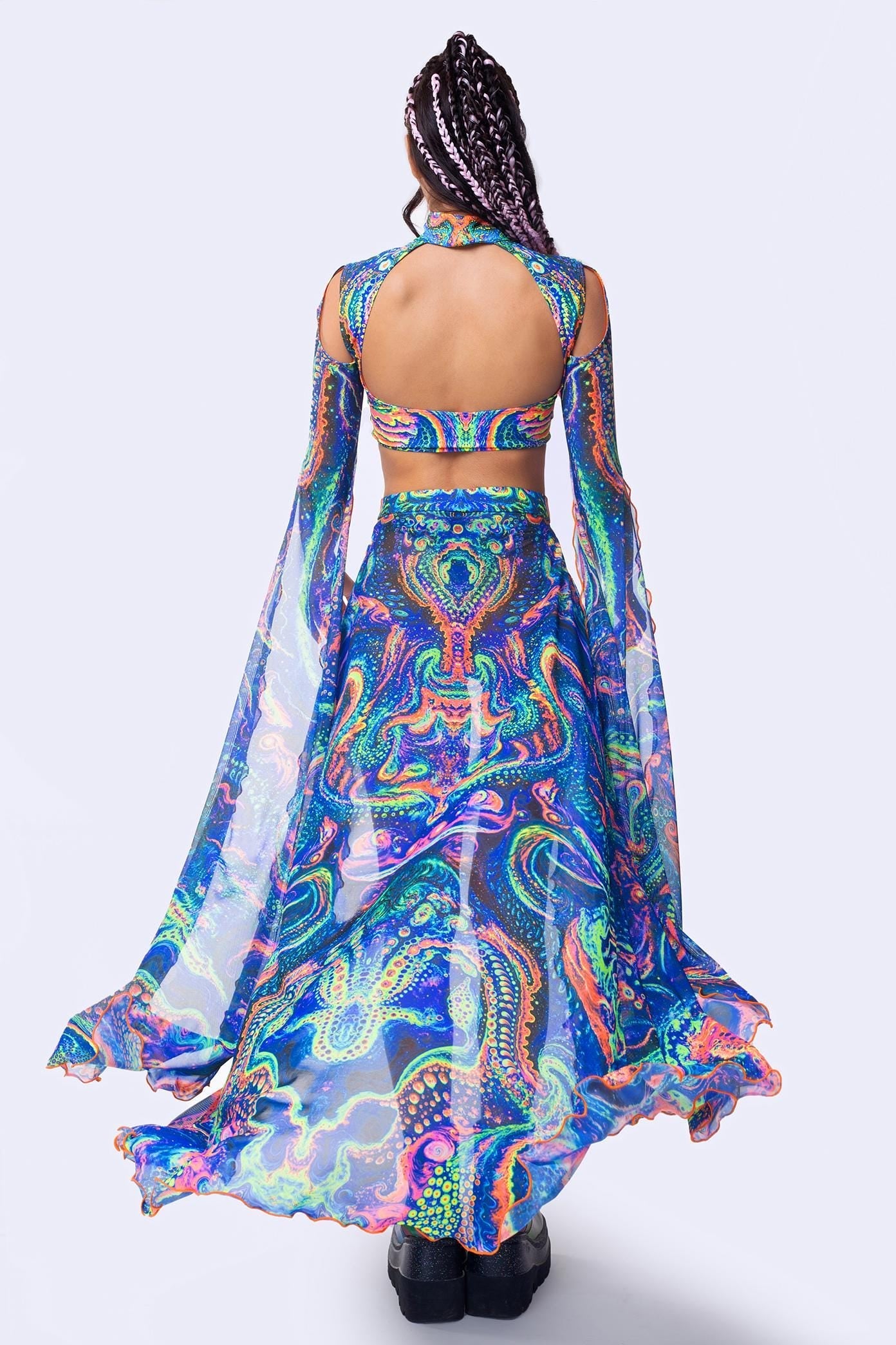 Cosmic Vortex Open-Front Skirt