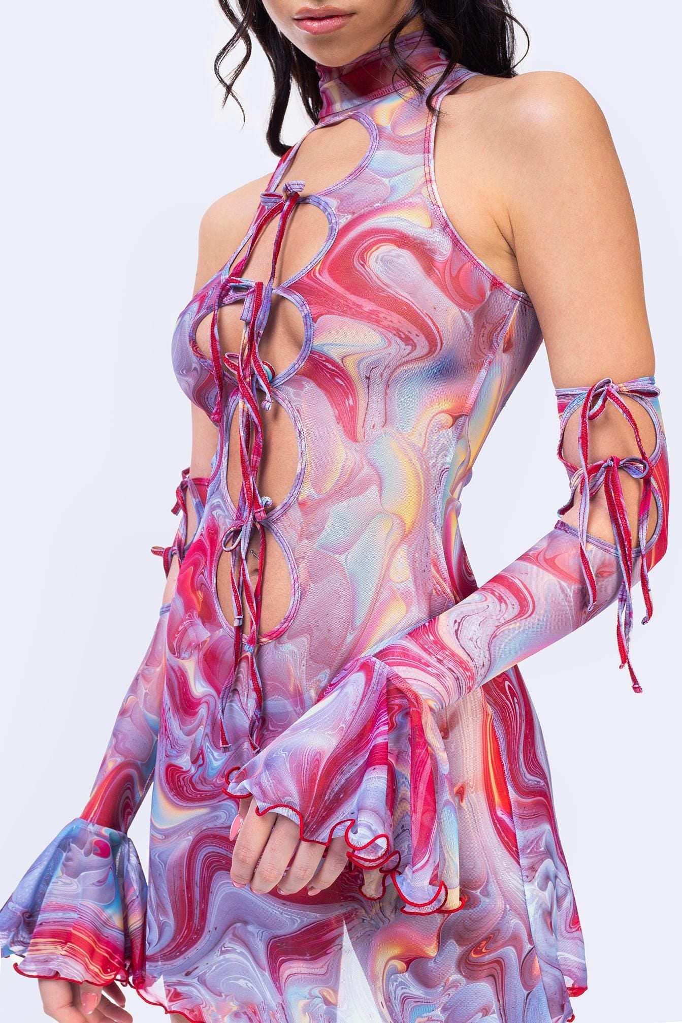 Red Queen Ribbon Mini Dress