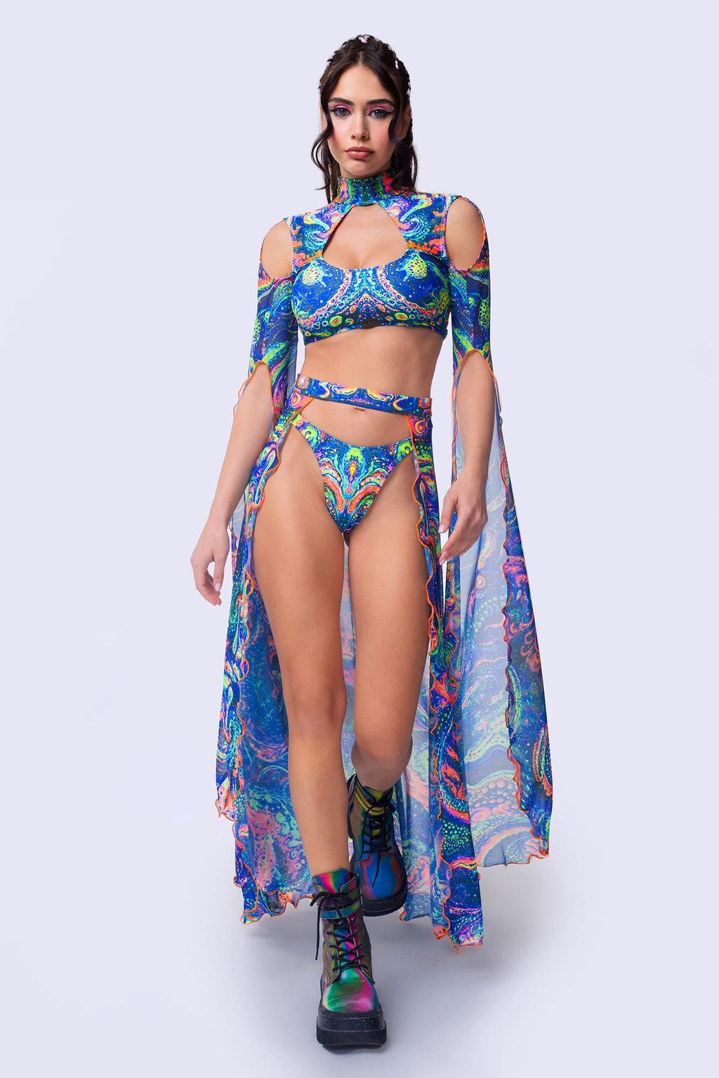 Cosmic Vortex Open-Front Skirt