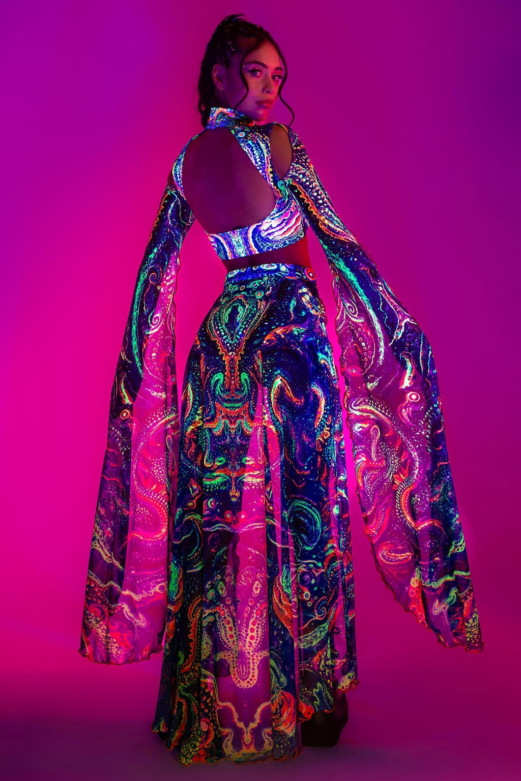 Cosmic Vortex Open-Front Skirt