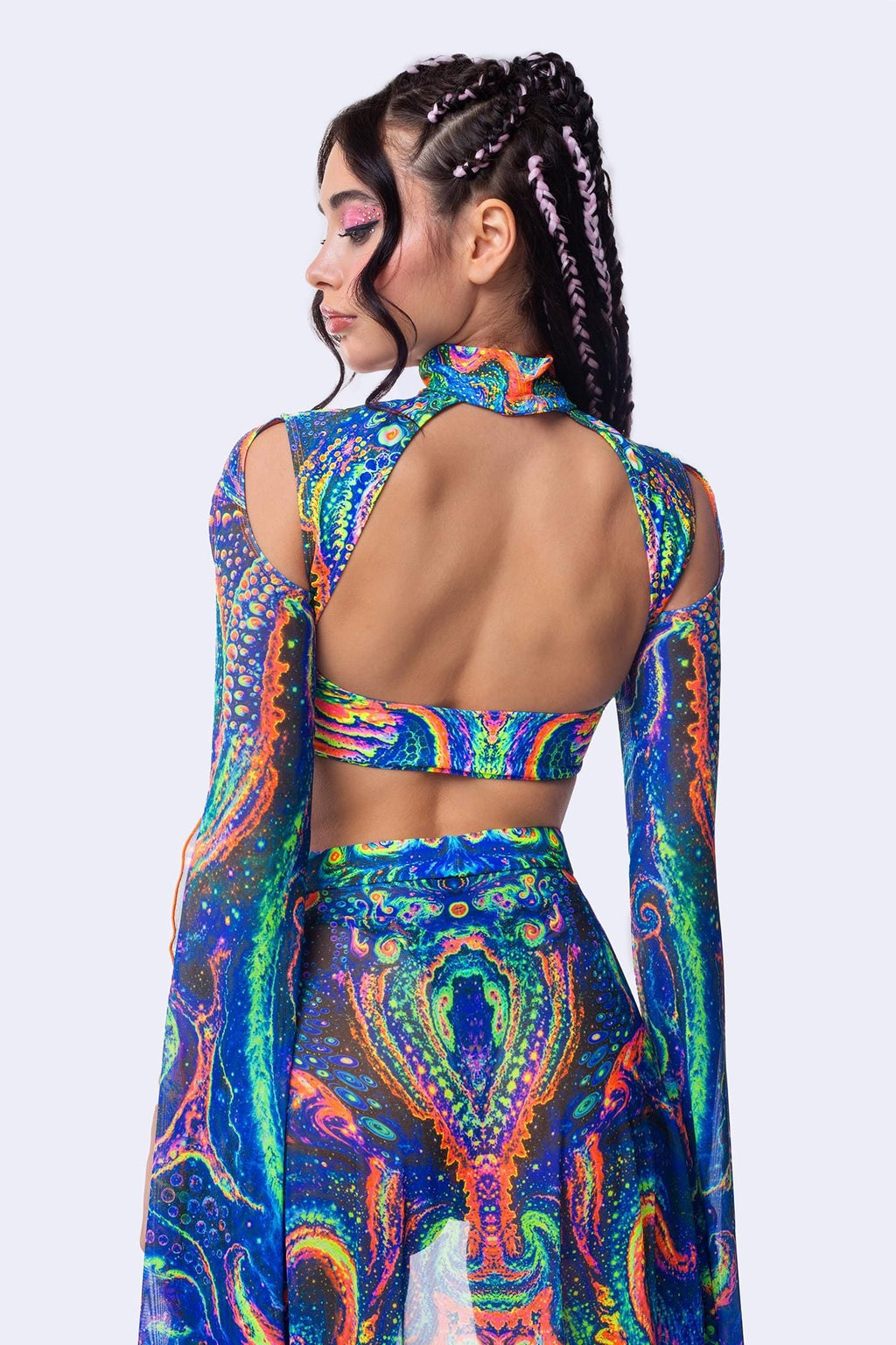 Cosmic Vortex Sleeve and Open Front Skirt Set
