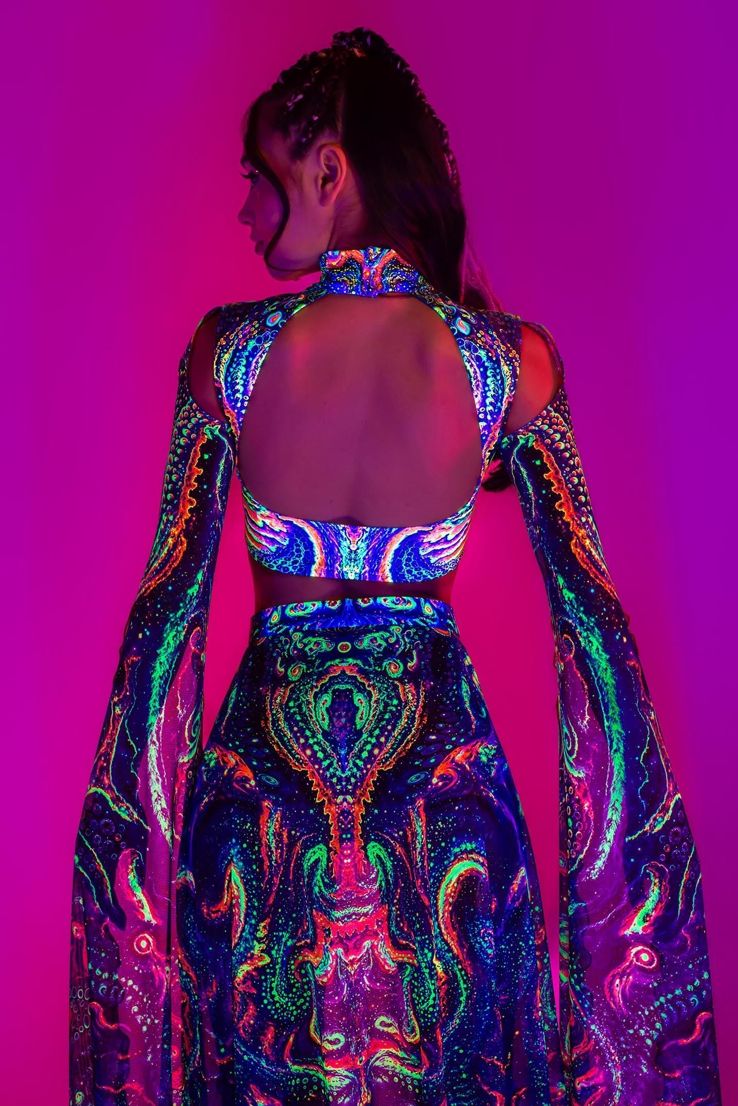 Cosmic Vortex Sleeve and Open Front Skirt Set