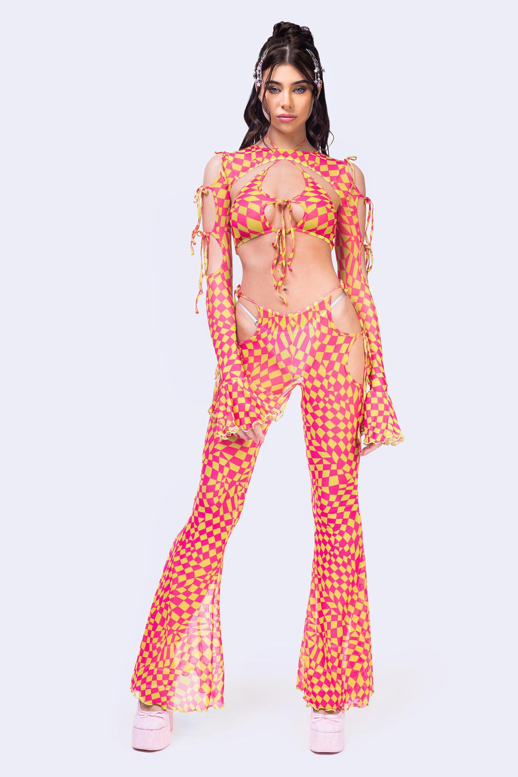 Square Up Cutout Ribbon Pants