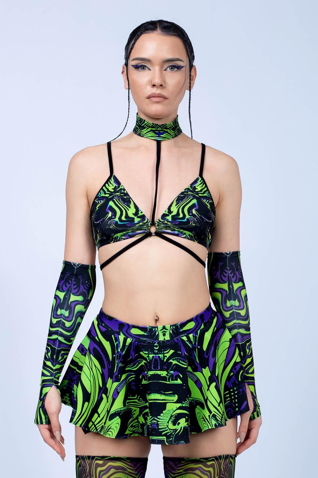 Controversy Strappy Triangle Top and Micro Skort Set