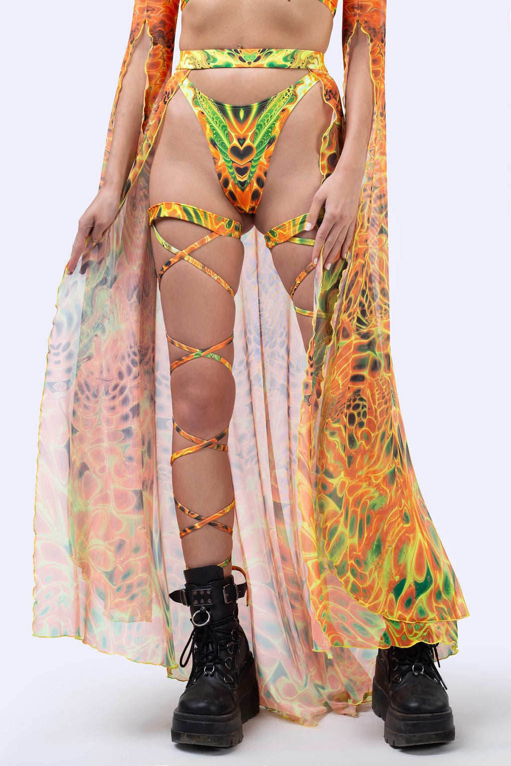 Ember Storm Open-Front Skirt