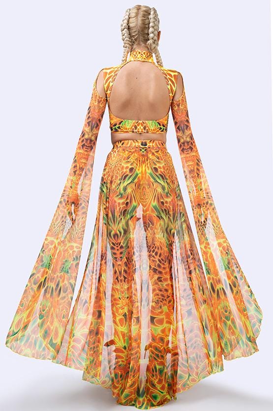 Ember Storm Open-Front Skirt