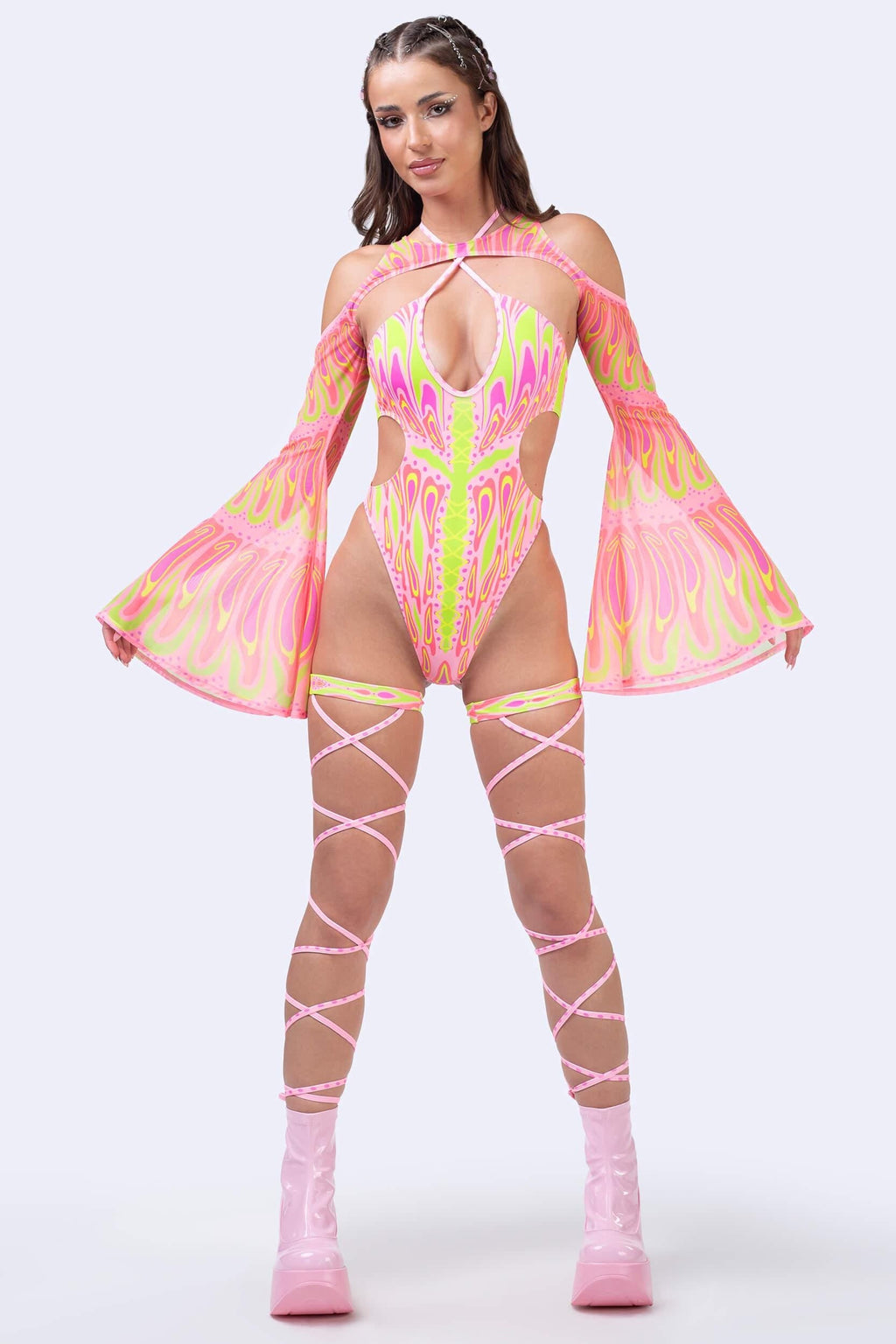 Blush Moth Keyhole Halter Bodysuit