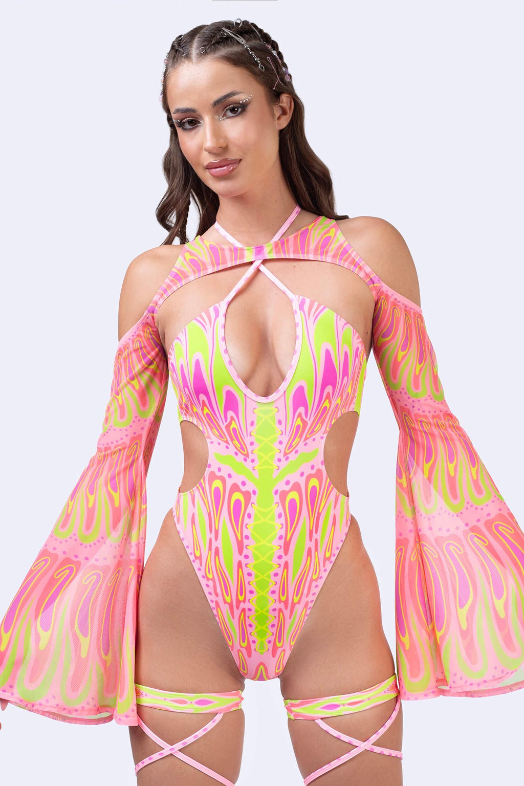 Blush Moth Keyhole Halter Bodysuit
