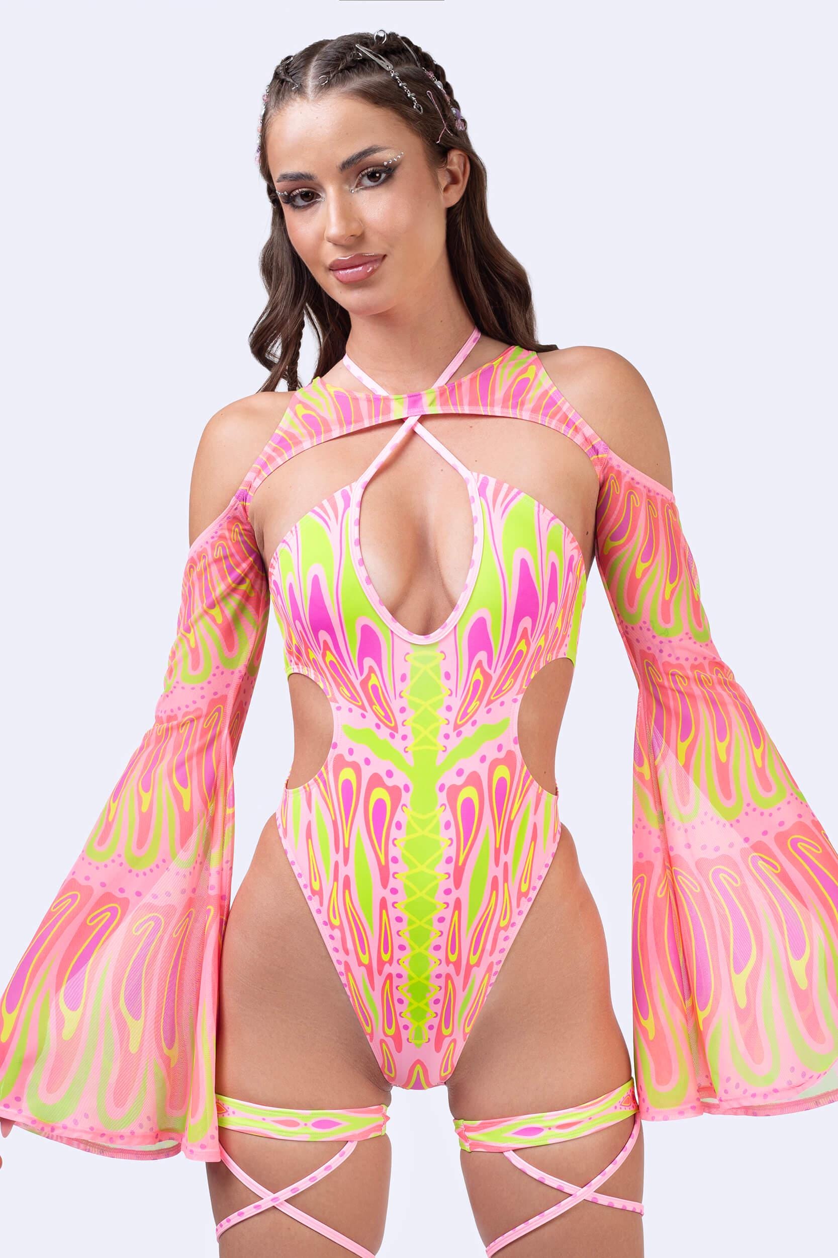 Blush Moth Keyhole Halter Bodysuit